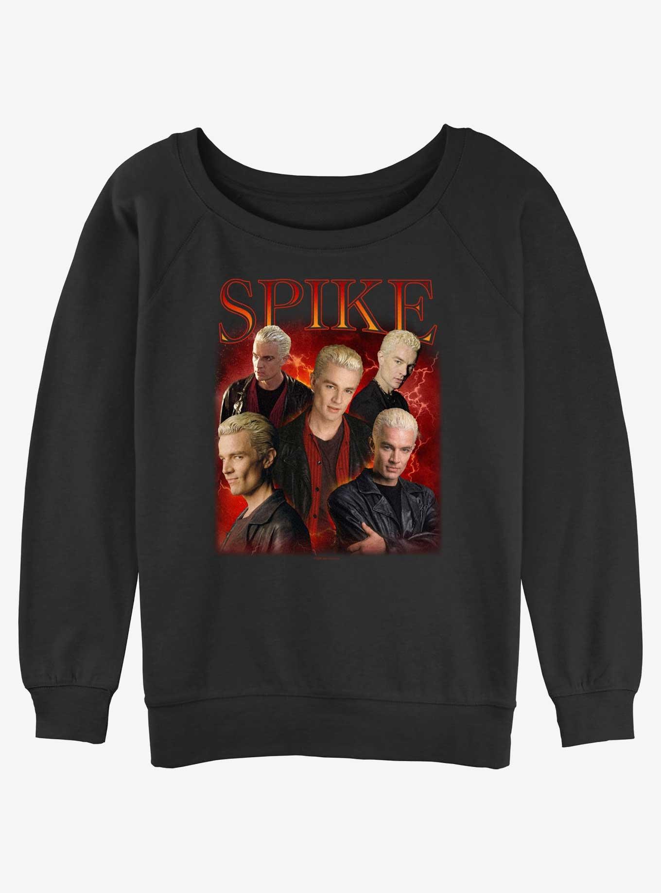 Buffy The Vampire Slayer Spike Y2K Montage Womens Slouchy Sweatshirt, BLACK, hi-res