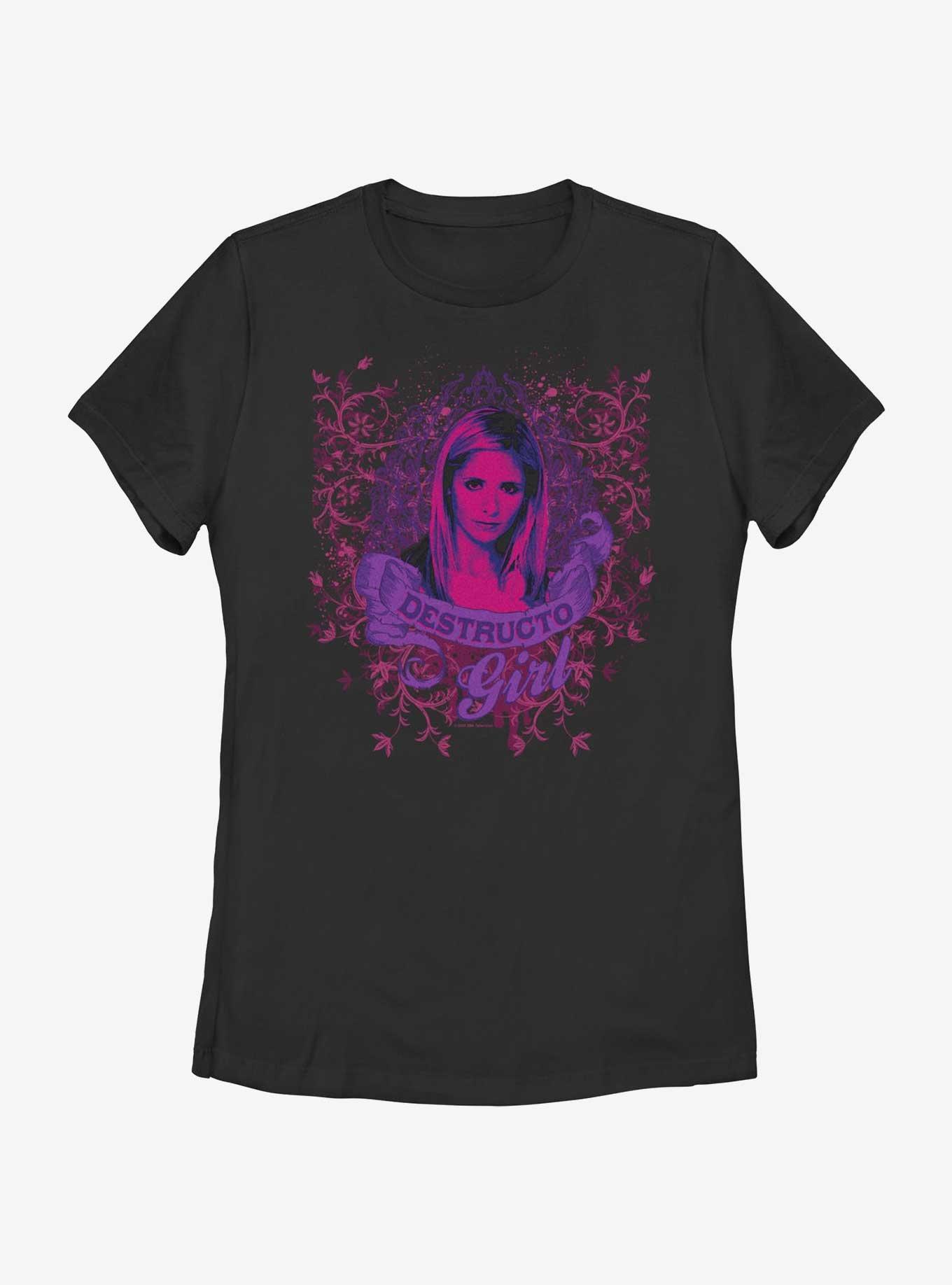 Buffy The Vampire Slayer Destructo Girl Womens T-Shirt, BLACK, hi-res