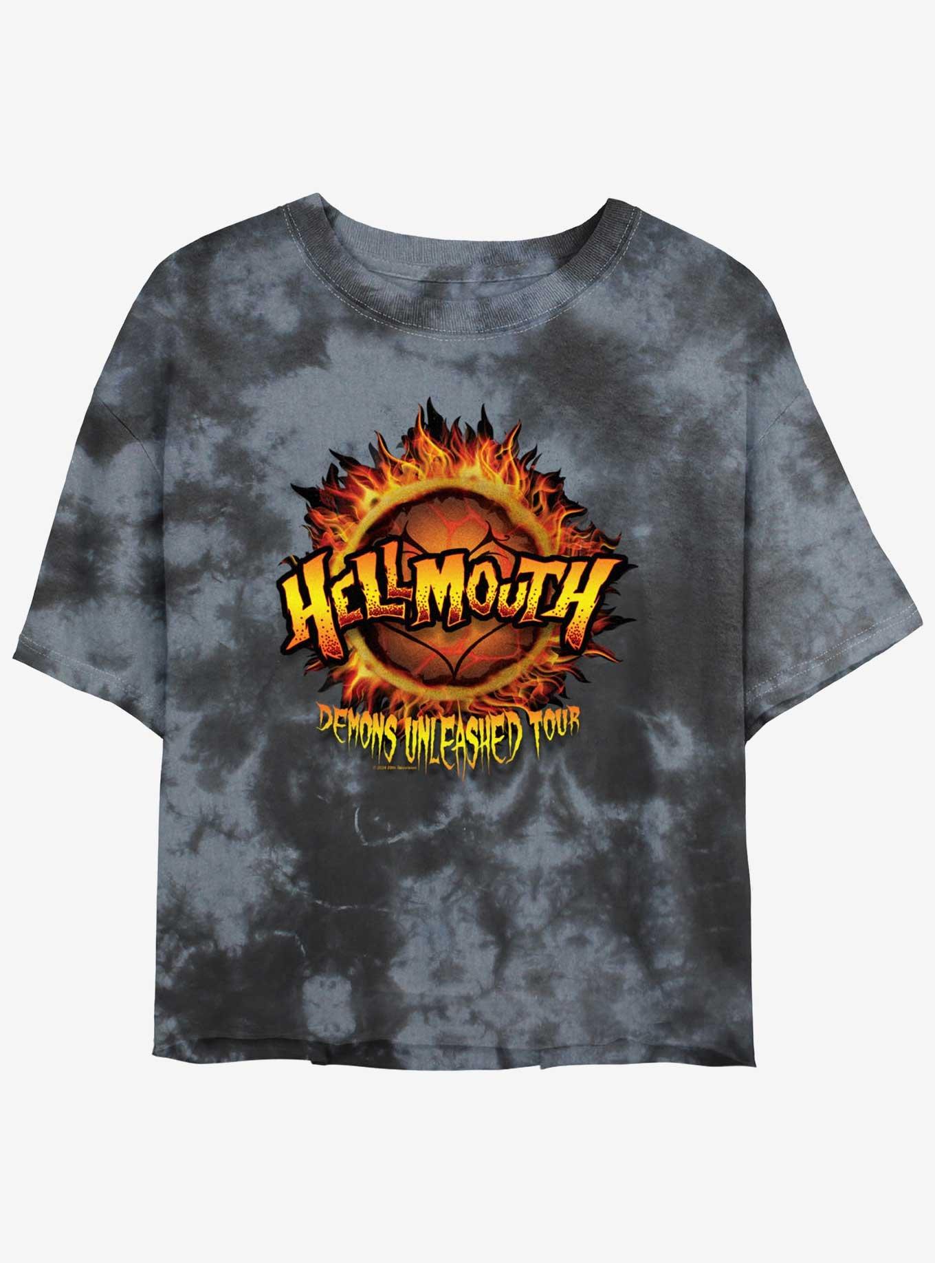 Buffy The Vampire Slayer Hell Mouth Demons Unleashed Tie Dye Crop Womens T-Shirt, BLKCHAR, hi-res