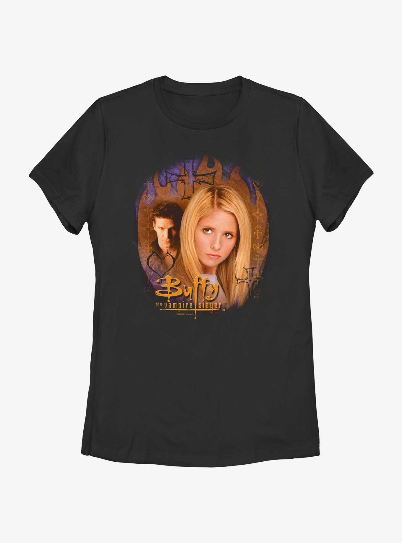 Buffy The Vampire Slayer Buffy And Angel Faces Womens T-Shirt, BLACK, hi-res