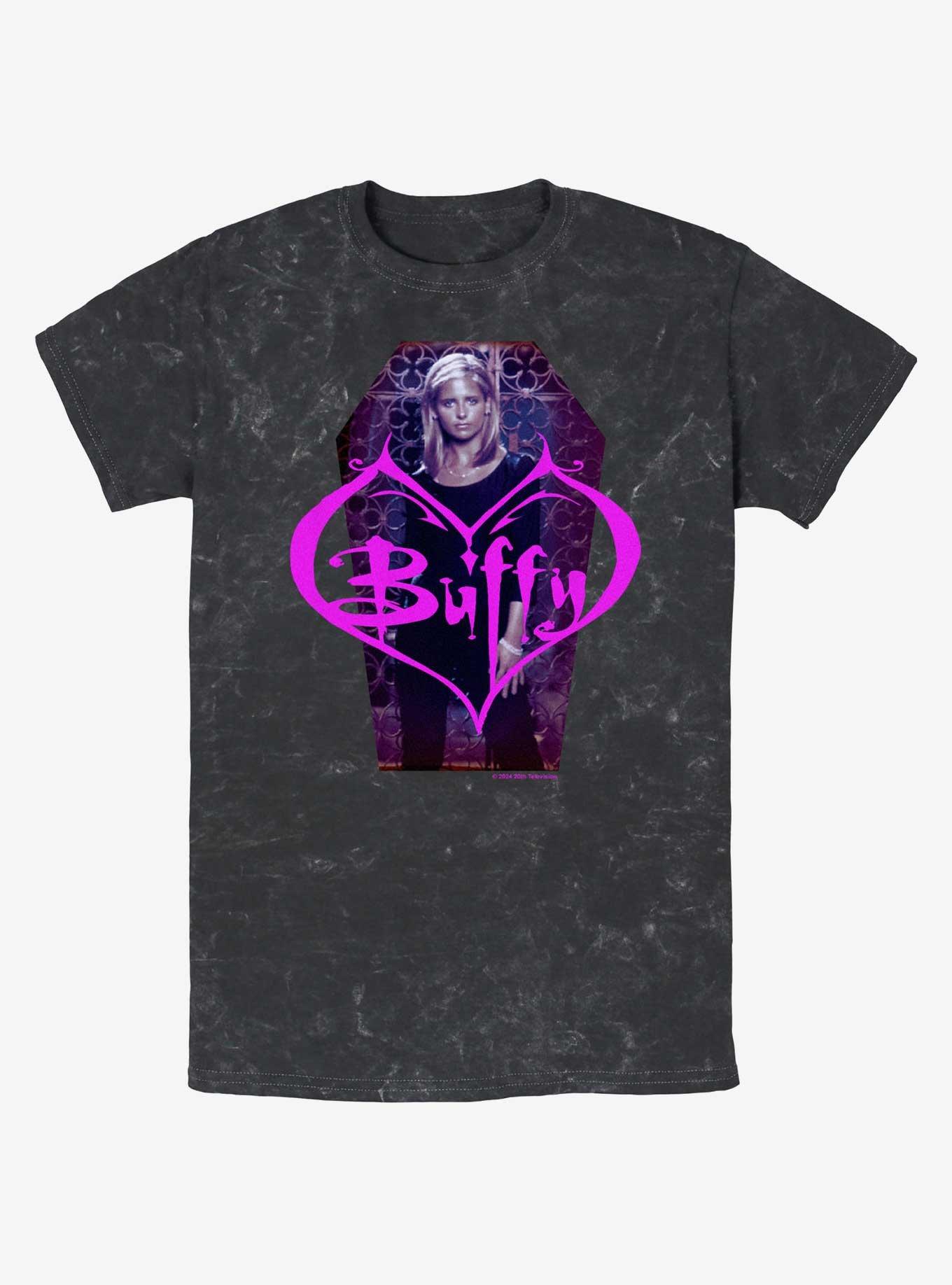 Buffy The Vampire Slayer Buffy Coffin Mineral Wash T-Shirt, BLACK, hi-res