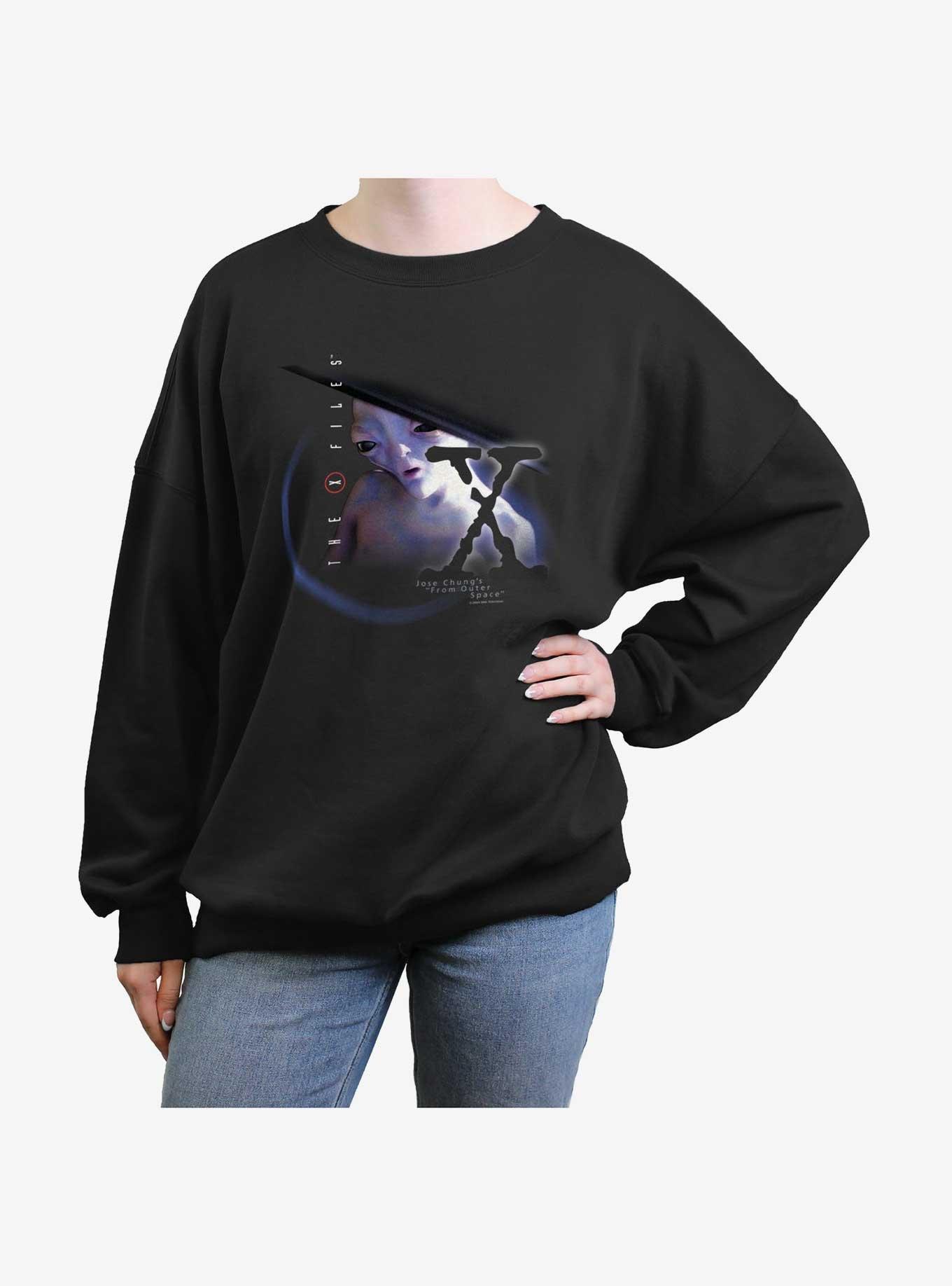 X-Files From Outer Space Womens Oversized Sweatshirt, BLACK, hi-res