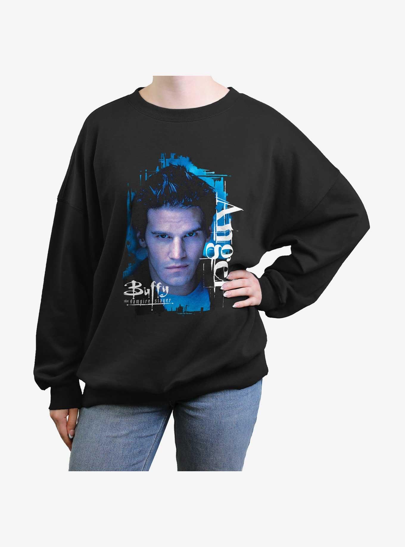 Buffy The Vampire Slayer Angel Womens Oversized Sweatshirt, BLACK, hi-res