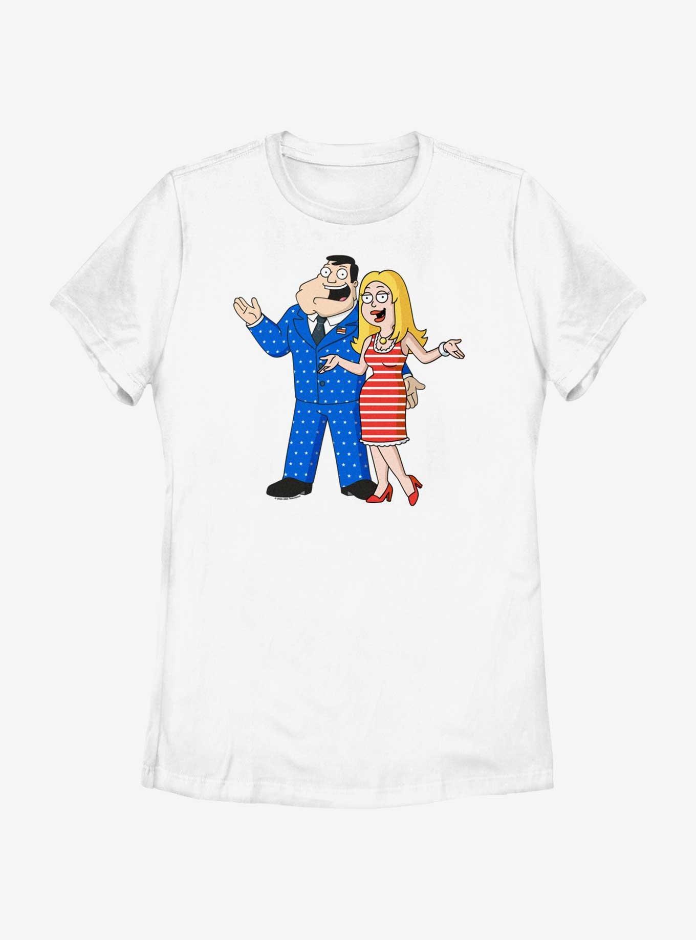 American Dad Stan & Fran Americana Womens T-Shirt, WHITE, hi-res