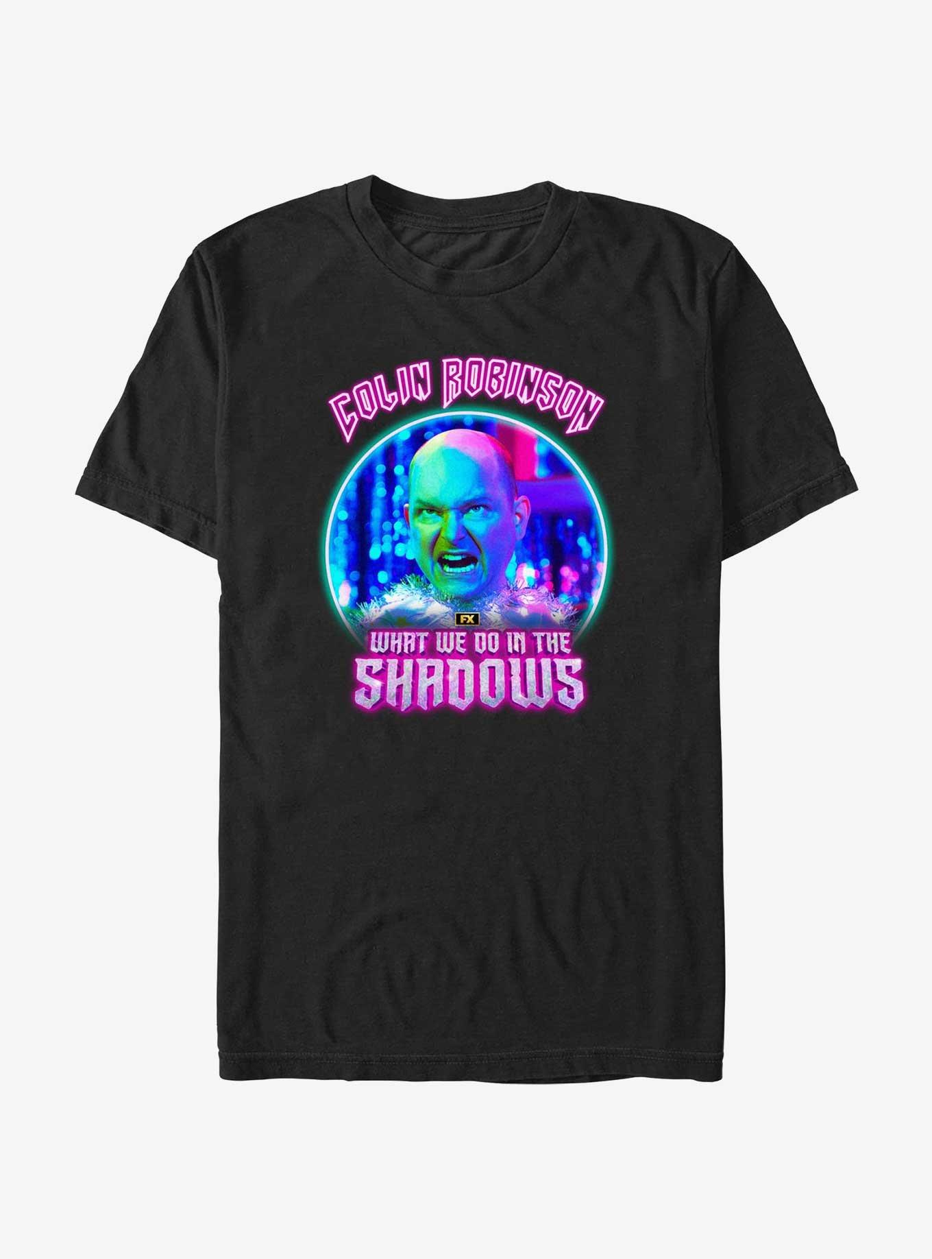 What We Do In The Shadows Neon Colin Lockup T-Shirt, BLACK, hi-res