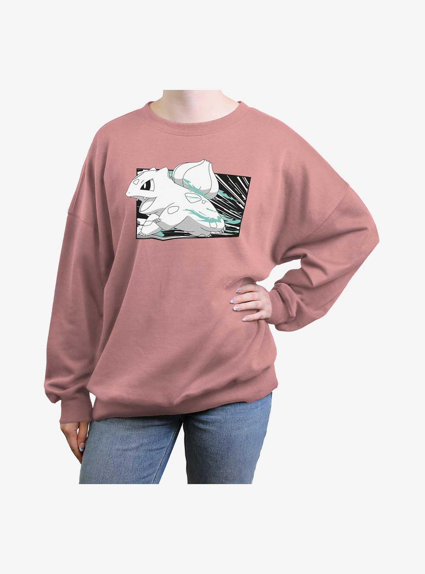 Pokemon Bulbasaur Run Girls Oversized Sweatshirt, DESERTPNK, hi-res