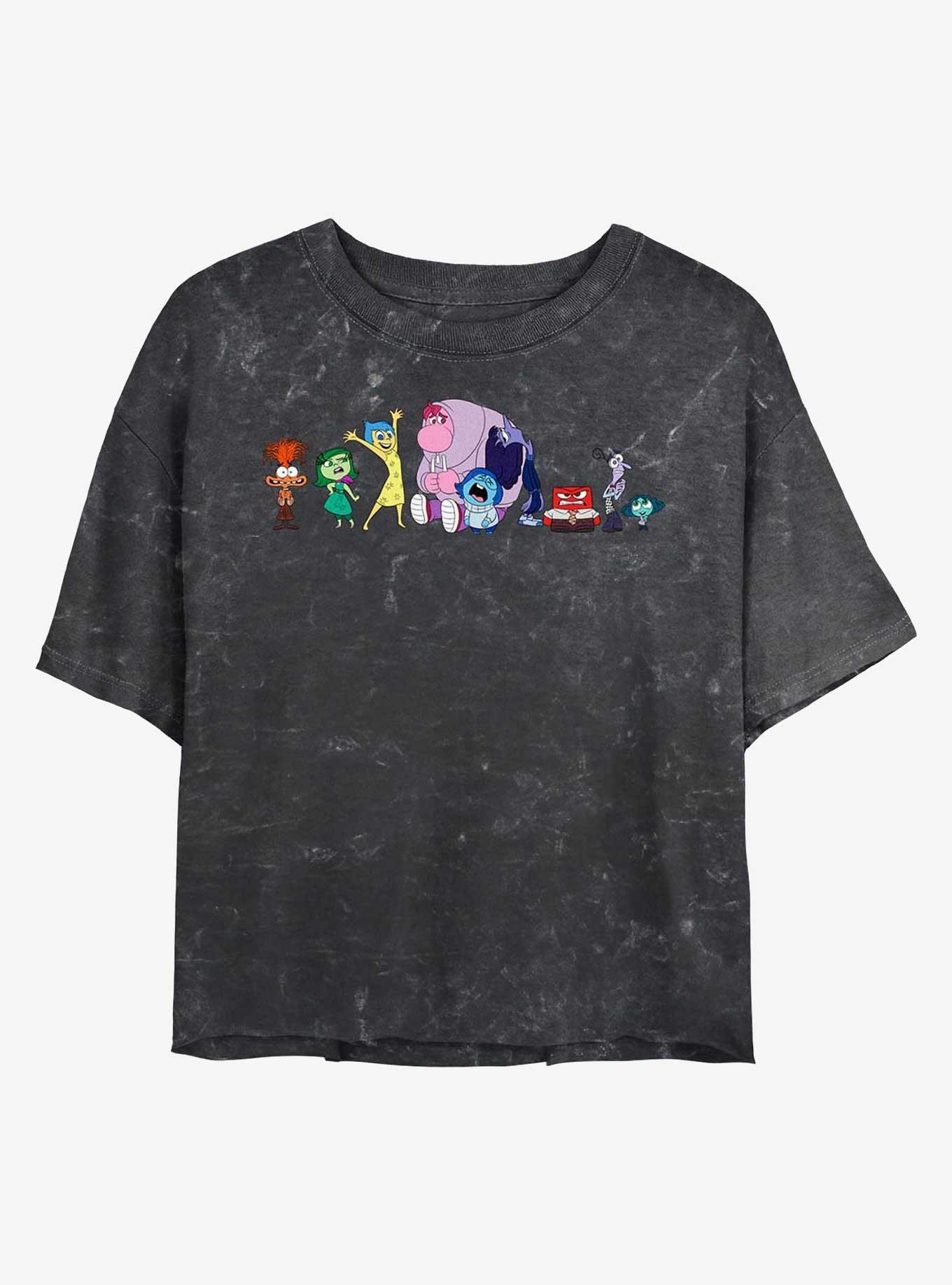Disney Pixar Inside Out 2 All Emotions Womens Mineral Wash Crop T-Shirt, BLACK, hi-res