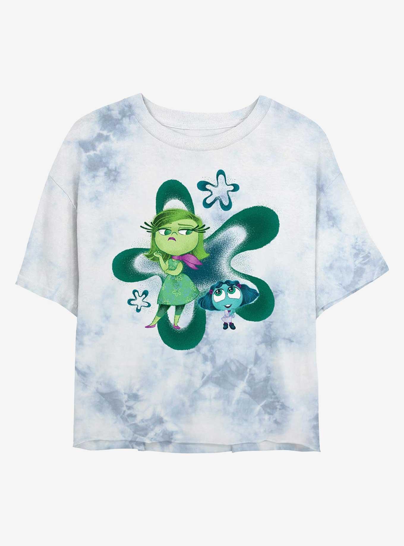 Disney Pixar Inside Out 2 Envy And Disgust Womens Tie-Dye Crop T-Shirt, WHITEBLUE, hi-res