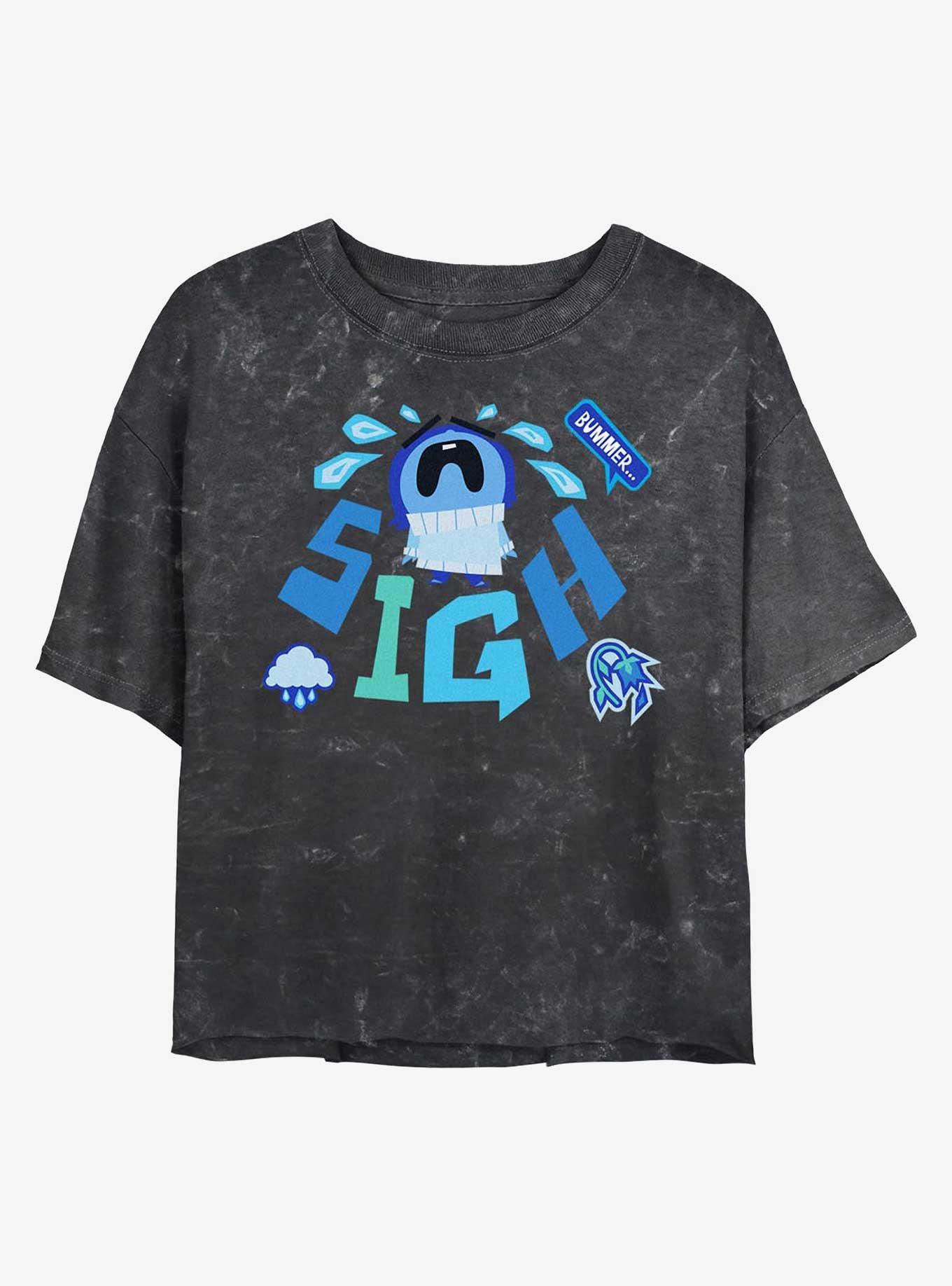 Disney Pixar Inside Out 2 Bummer Sigh Womens Mineral Wash Crop T-Shirt, , hi-res