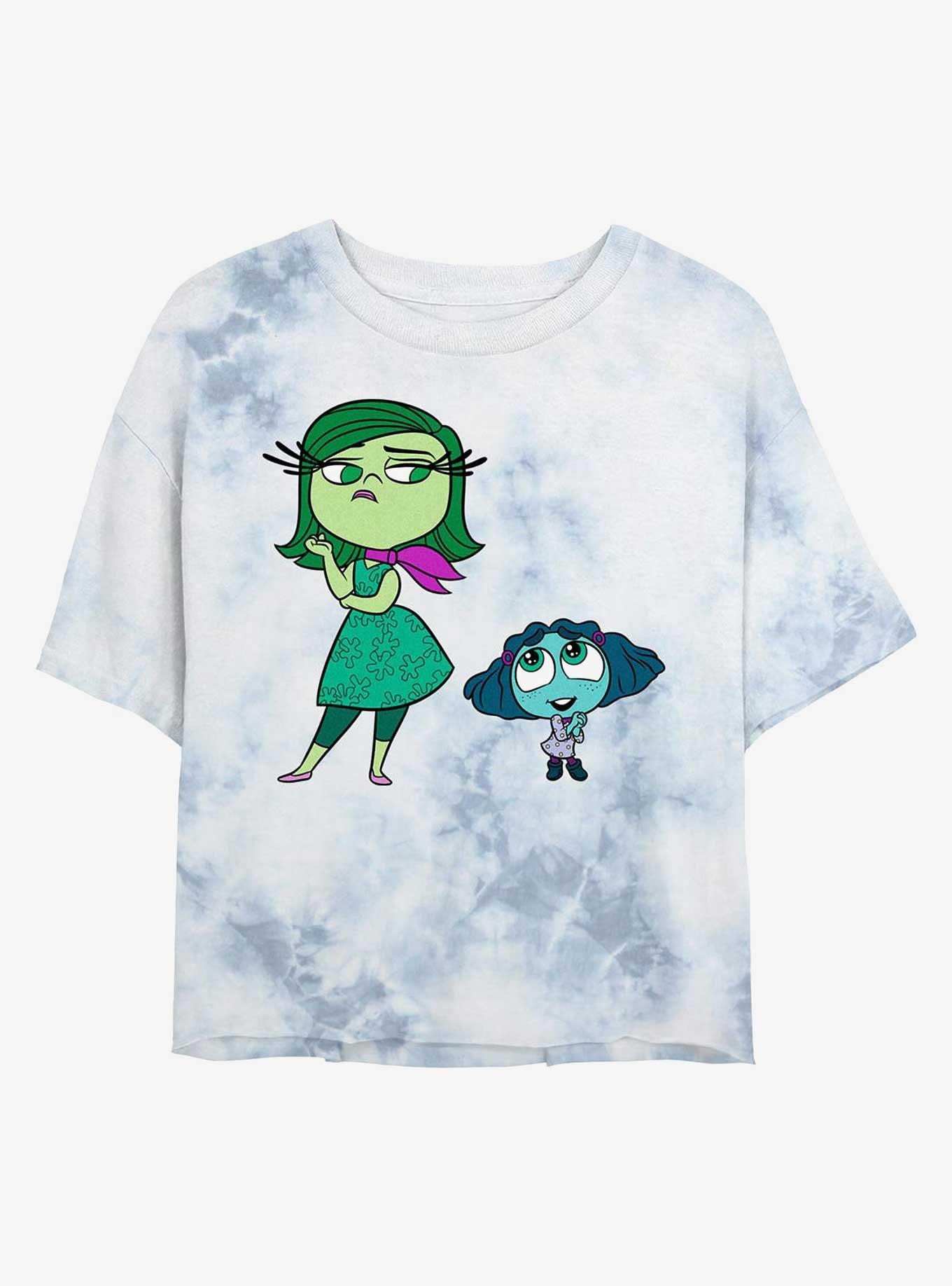 Disney Pixar Inside Out 2 Cute Envy And Disgust Womens Tie-Dye Crop T-Shirt, WHITEBLUE, hi-res