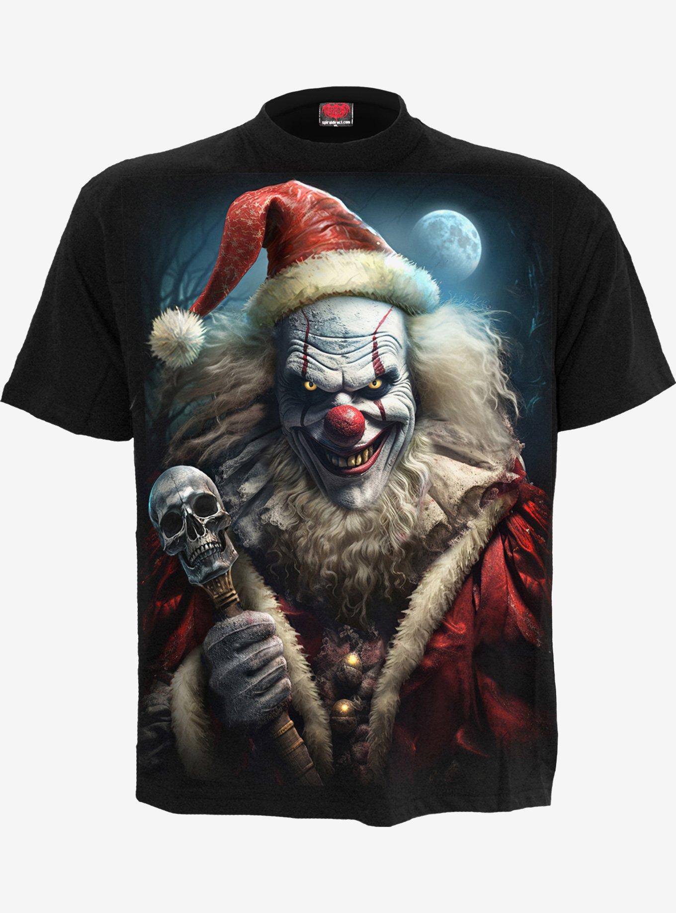 Spiral Santa Clown T-Shirt, BLACK, hi-res