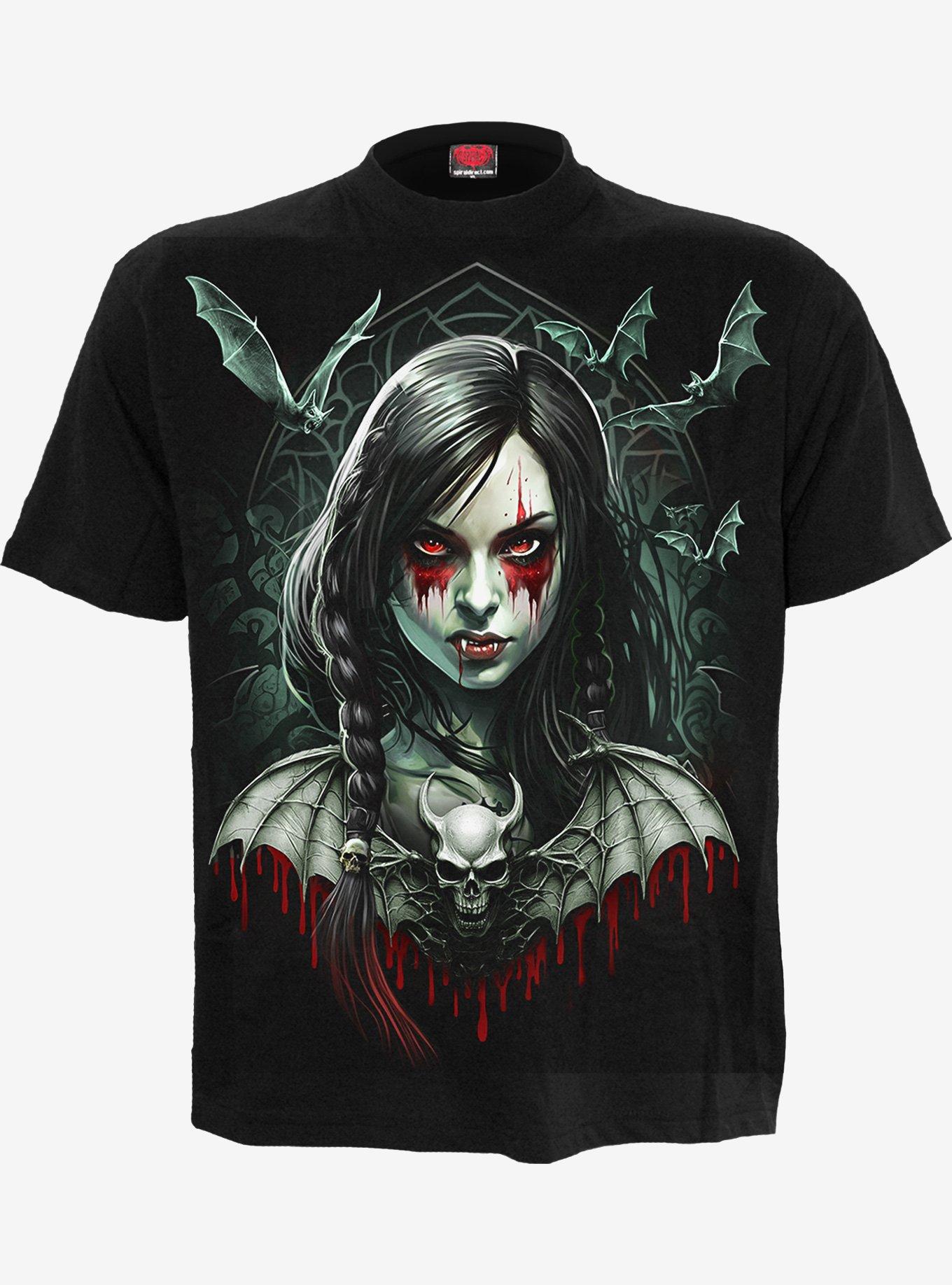 Spiral Hallow's Eve Front Print T-Shirt, BLACK, hi-res