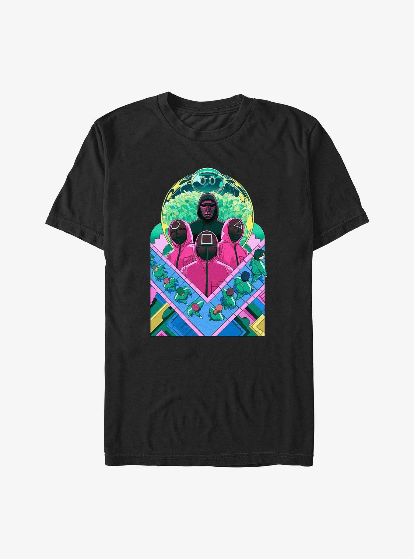 Squid Game Illustration Characters T-Shirt, BLACK, hi-res