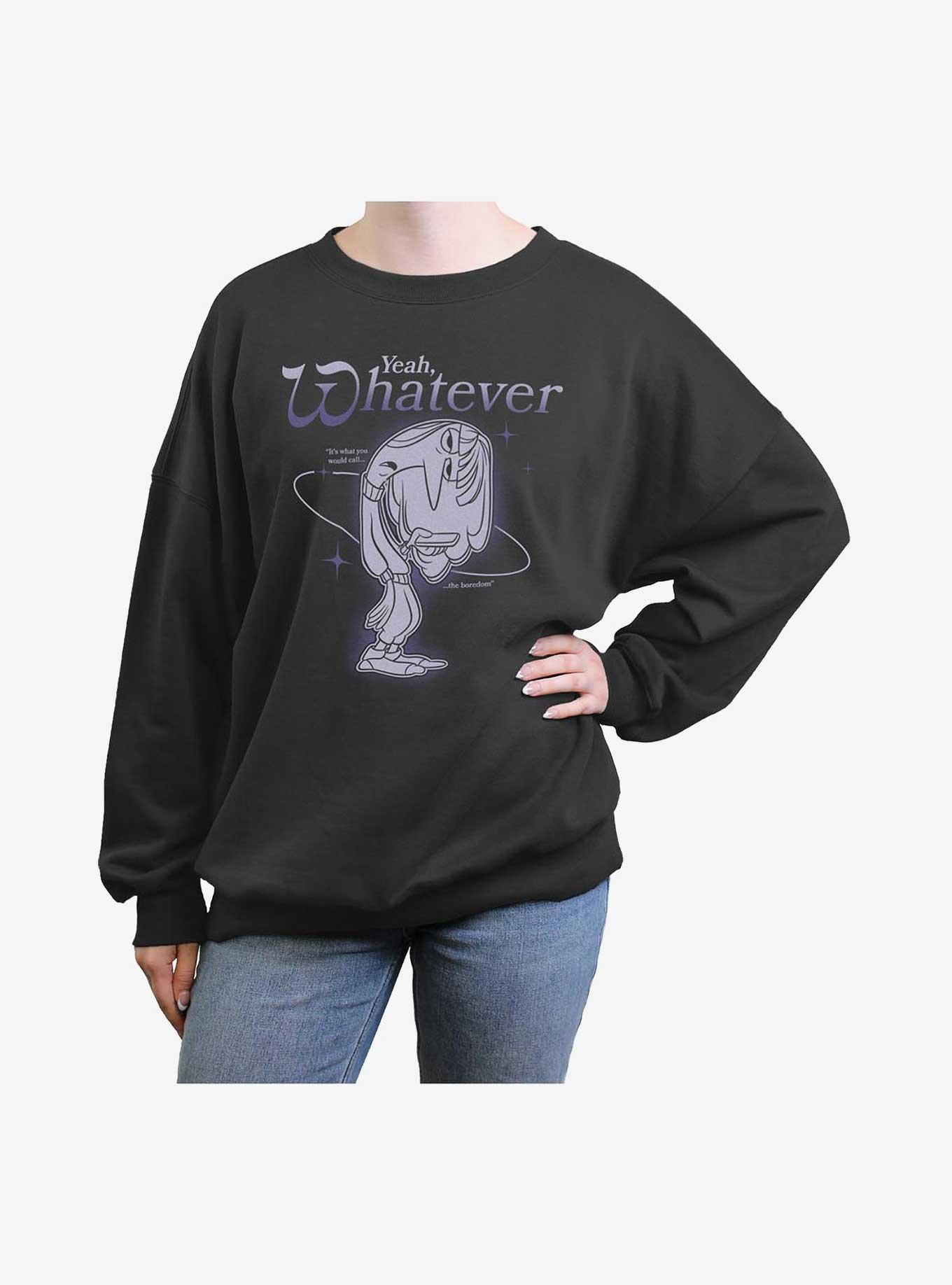 Disney Pixar Inside Out 2 Yeah Whatever Ennui Girls Oversized Sweatshirt, CHARCOAL, hi-res
