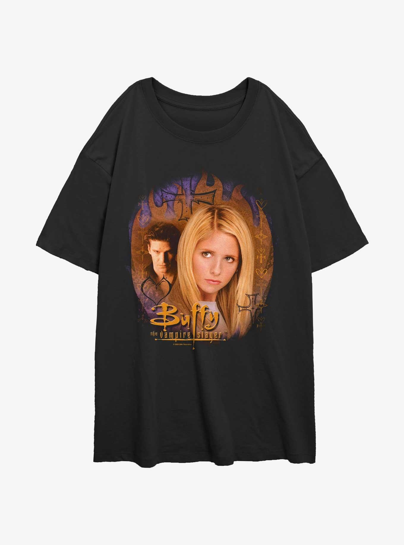 Buffy The Vampire Slayer Buffy And Angel Faces Womens Oversized T-Shirt, , hi-res