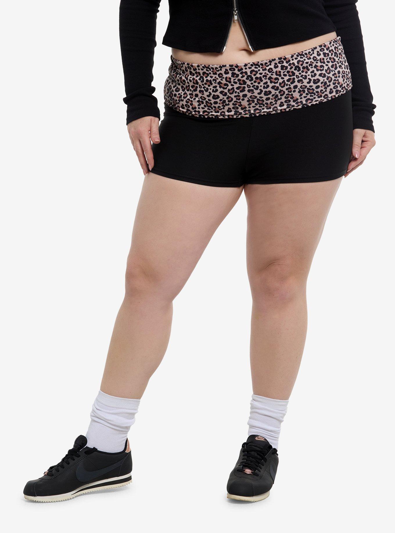 Leopard Star Micro Shorts Plus Size, , hi-res