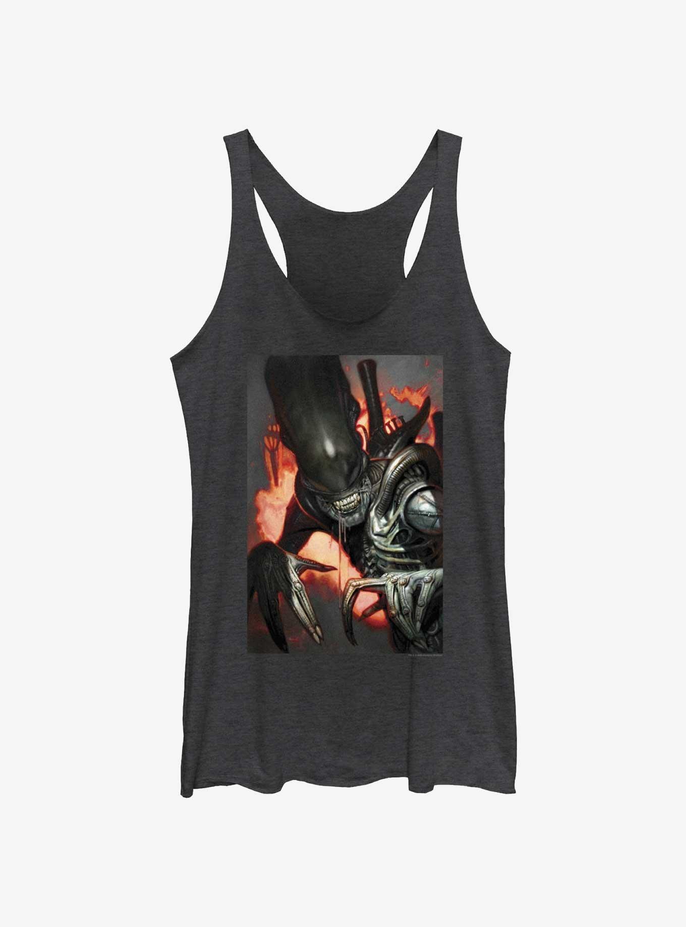 Alien Xenomorph Fire Womens Tank Top, BLK HTR, hi-res