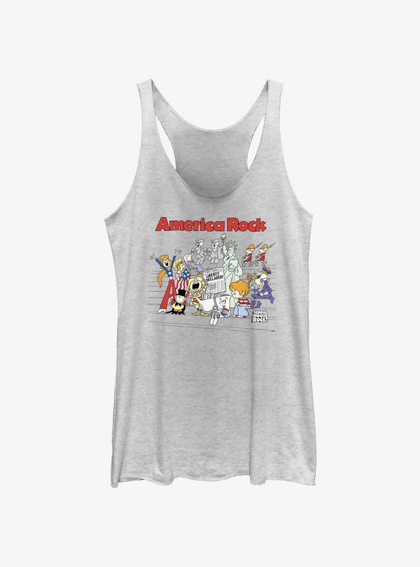 Schoolhouse Rock America Rock Group Womens Tank Top, WHITE HTR, hi-res