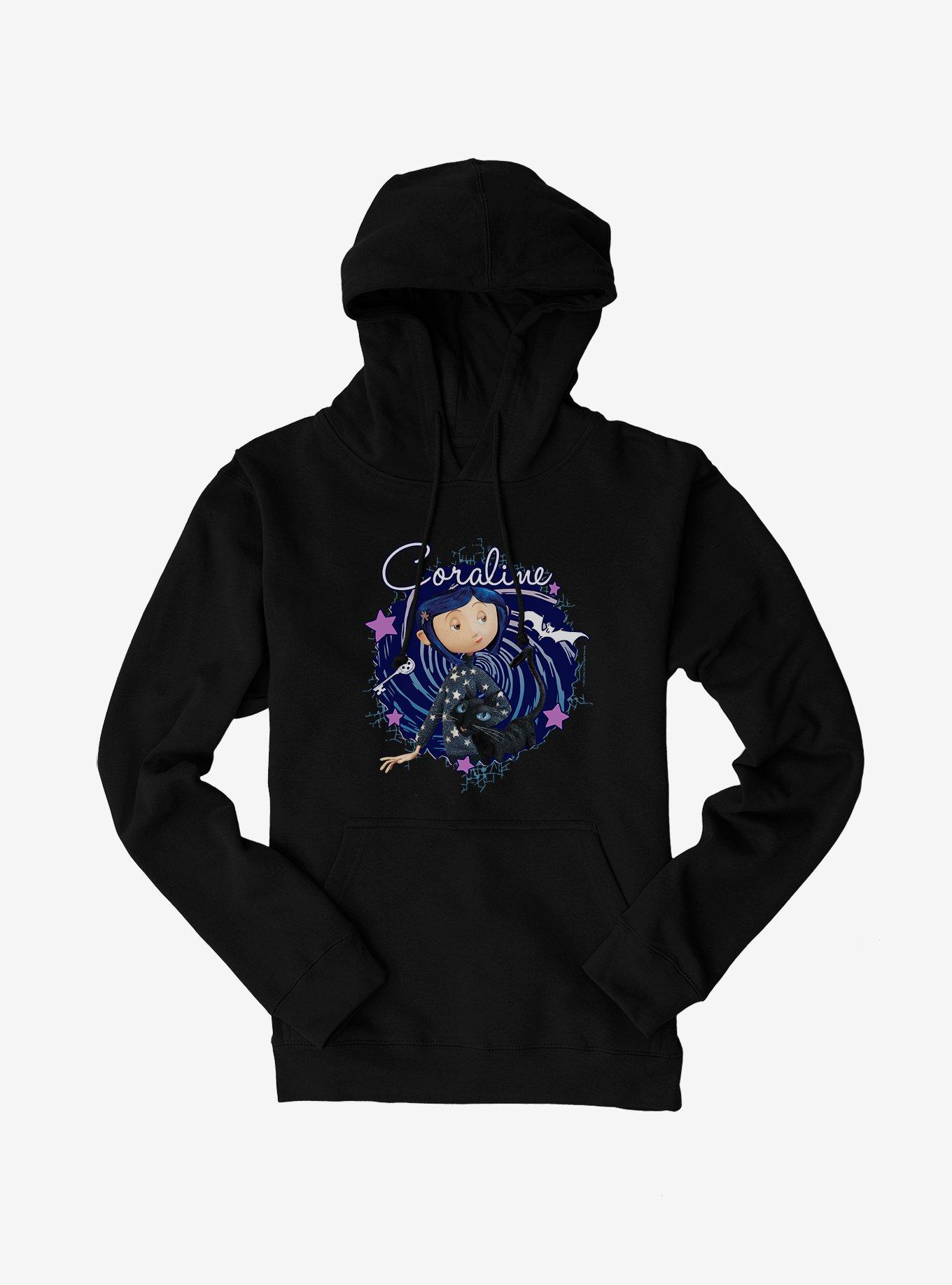 Coraline The Cat Swirl And Stars Hoodie, , hi-res