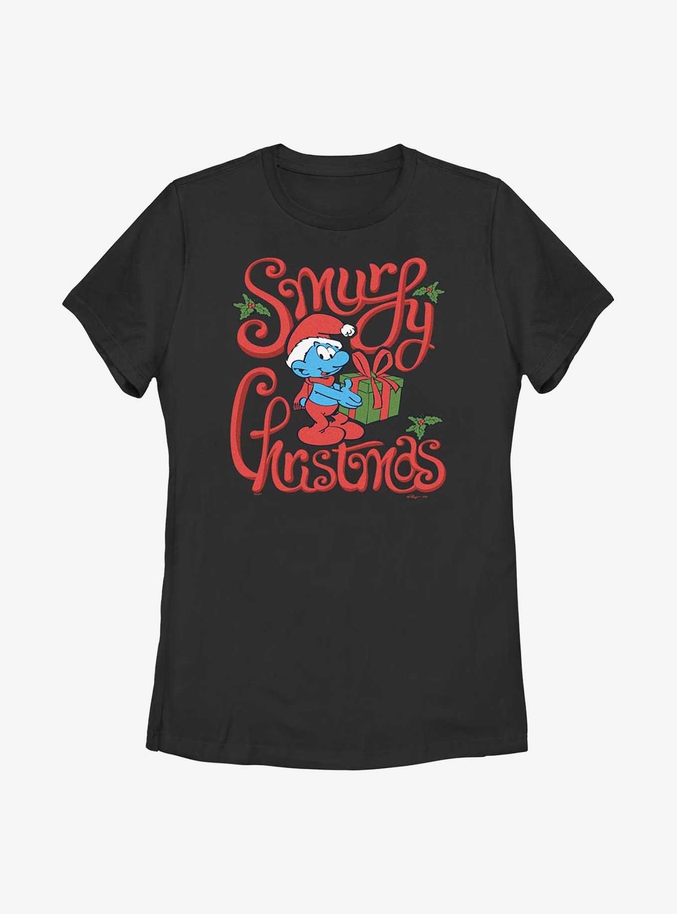 The Smurfs Xmas Gifts Womens T-Shirt, BLACK, hi-res