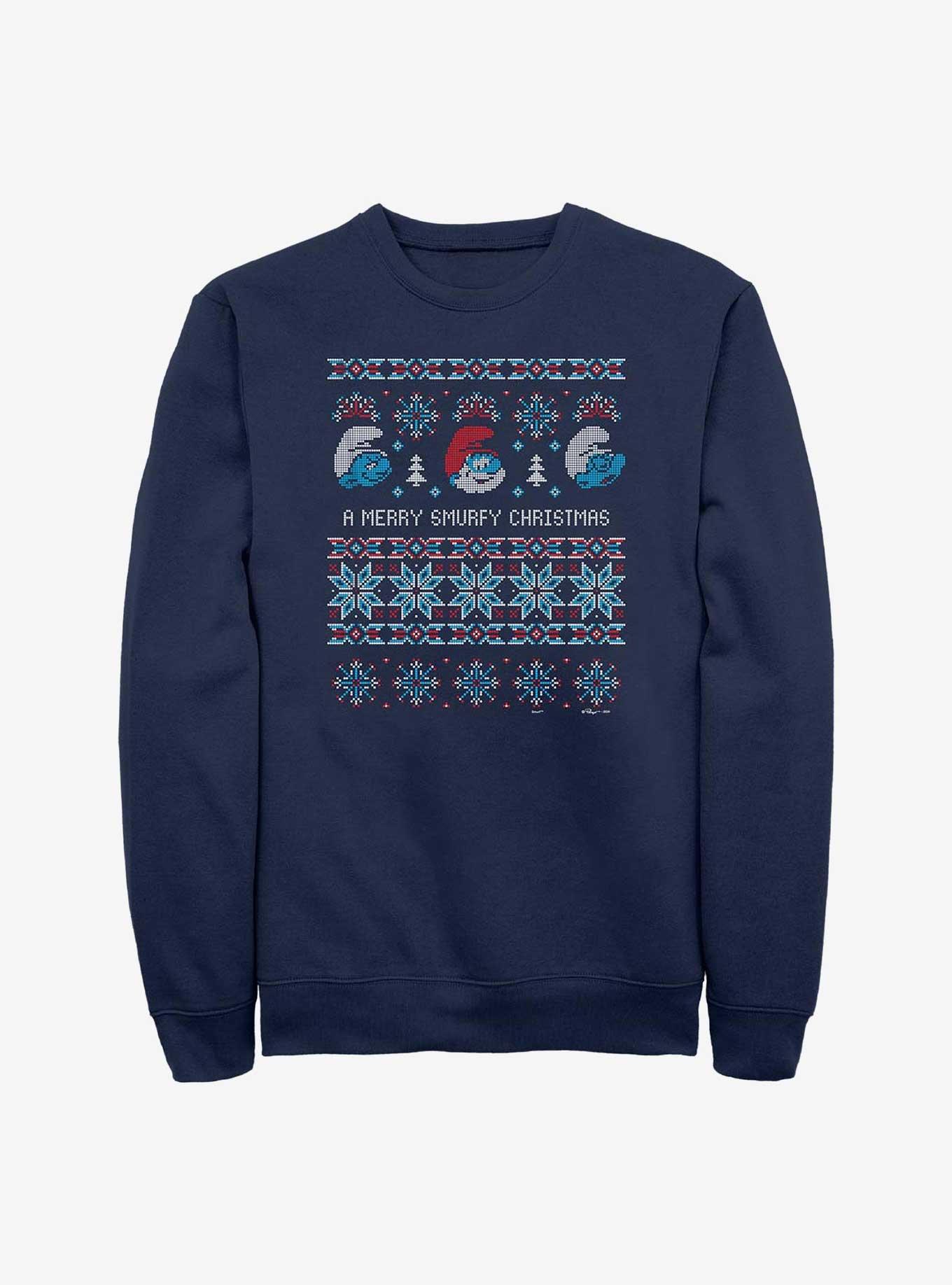 The Smurfs Ugly Sweater Smurfy Christmas Sweatshirt, , hi-res