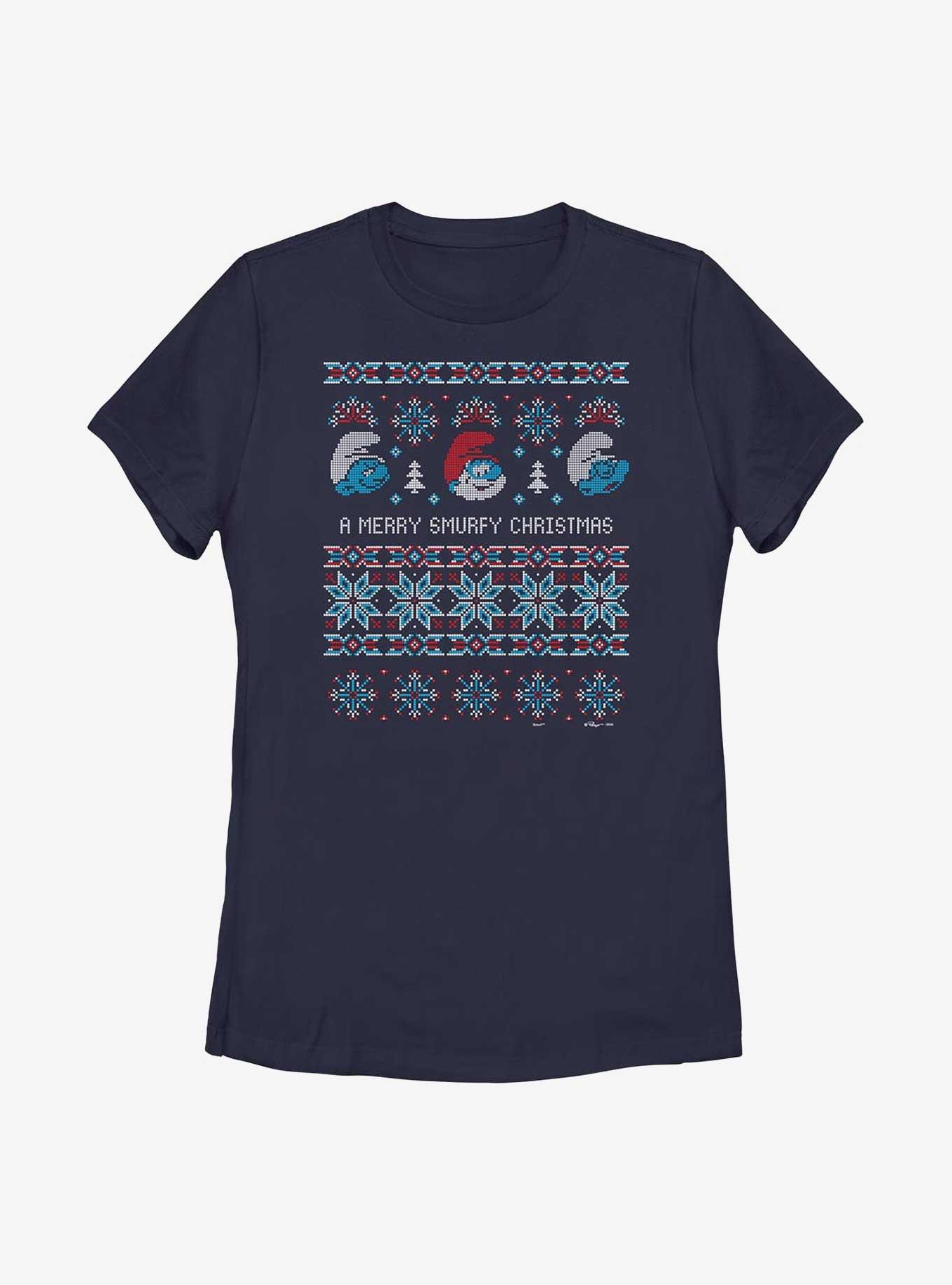 The Smurfs Ugly Sweater Smurfy Christmas Womens T-Shirt, , hi-res