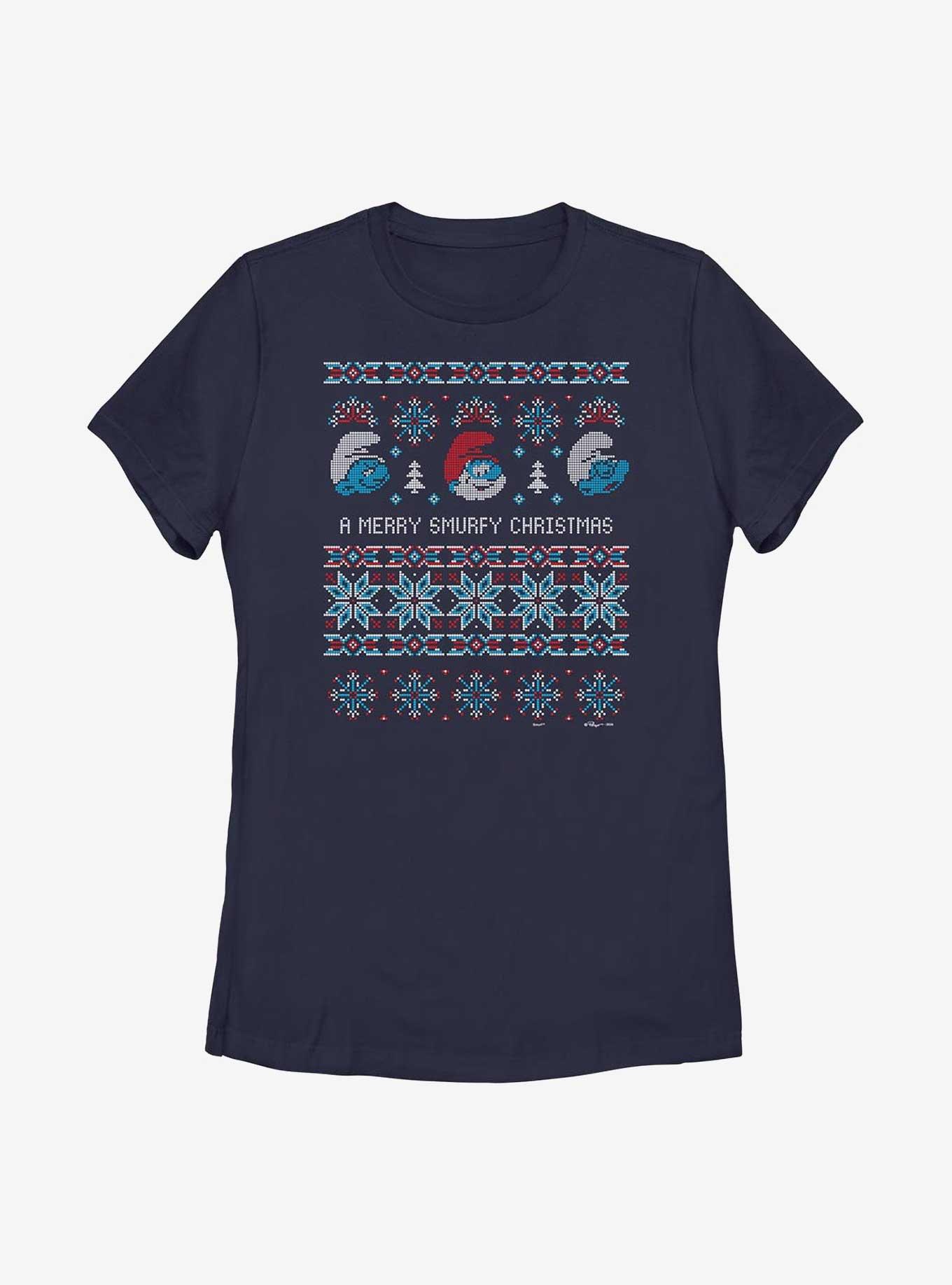 The Smurfs Ugly Sweater Smurfy Christmas Womens T-Shirt, , hi-res