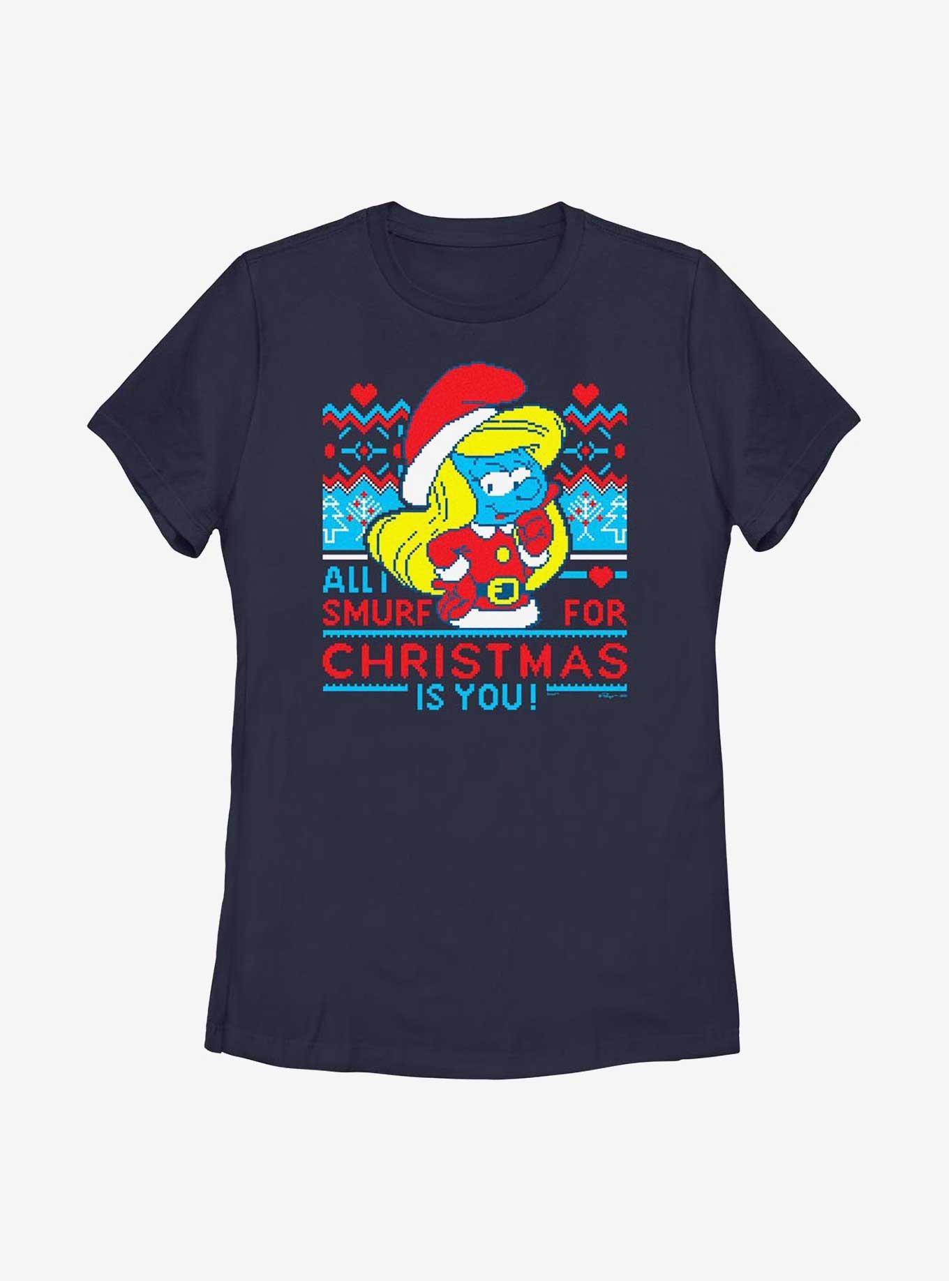 The Smurfs Smurf For Christmas Womens T-Shirt, NAVY, hi-res