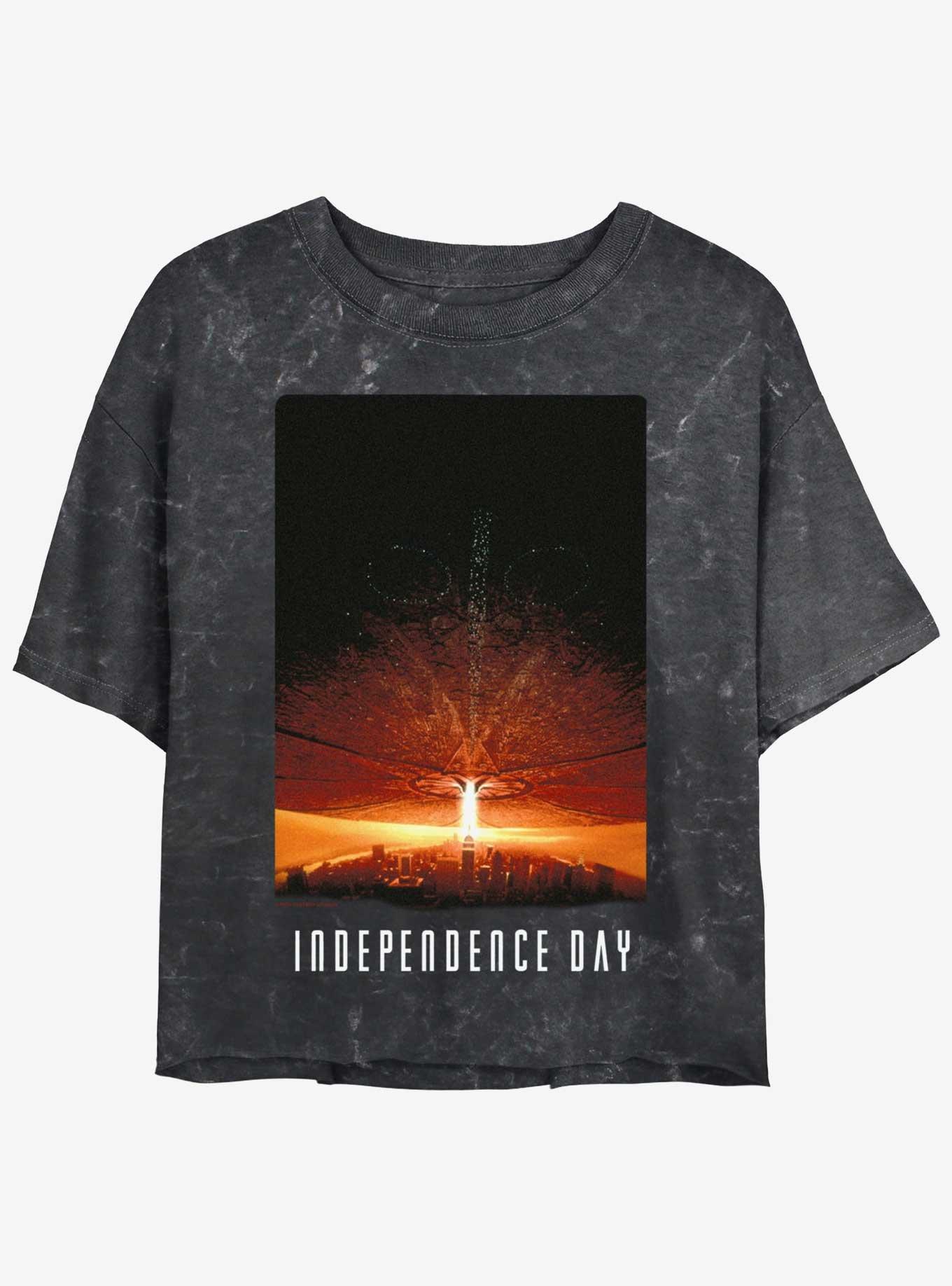 Independence Day Movie Poster Mineral Wash Womens Crop T-Shirt, , hi-res