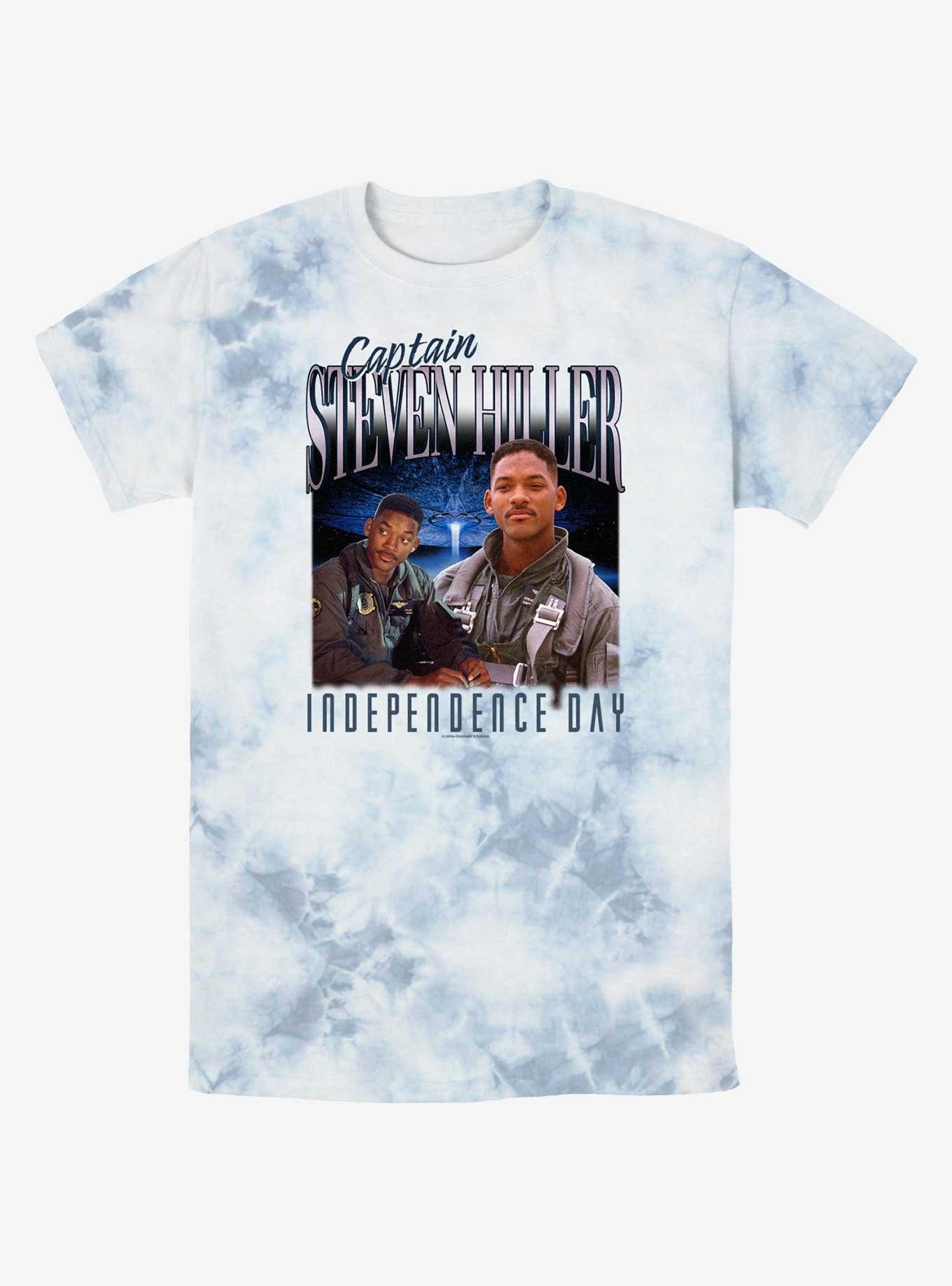 Independence Day Captain Steven Miller Collage Tie-Dye T-Shirt, WHITEBLUE, hi-res