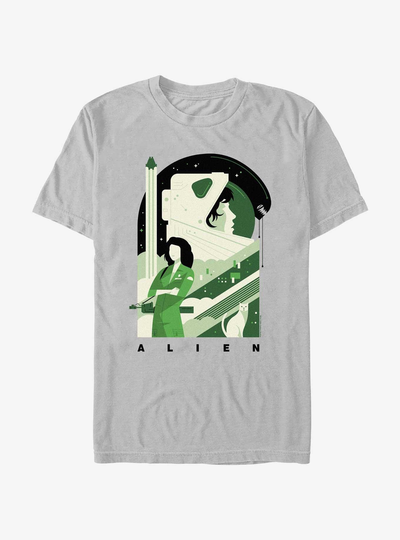 Alien Green Poster T-Shirt, SILVER, hi-res