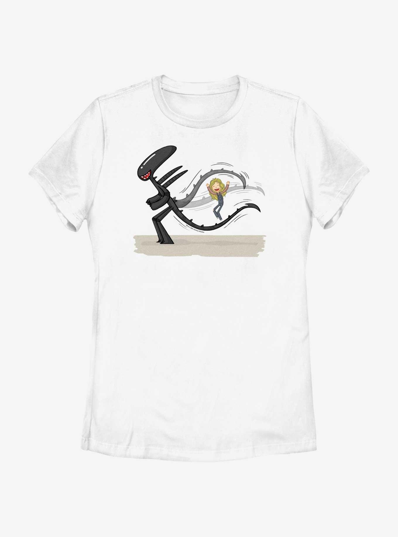 Alien Jumping Womens T-Shirt, WHITE, hi-res