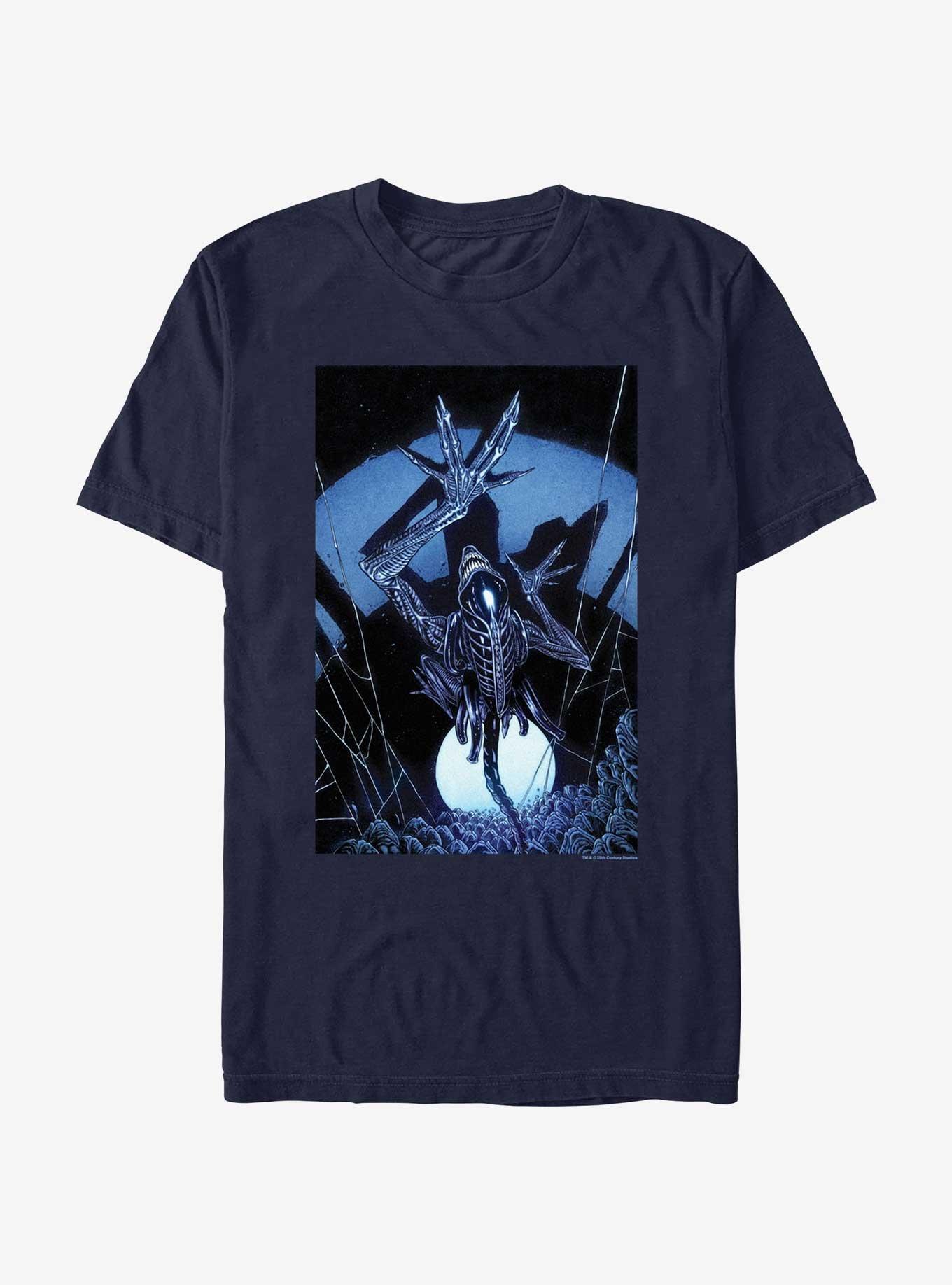Alien Xenomorph Web Eggs T-Shirt, NAVY, hi-res