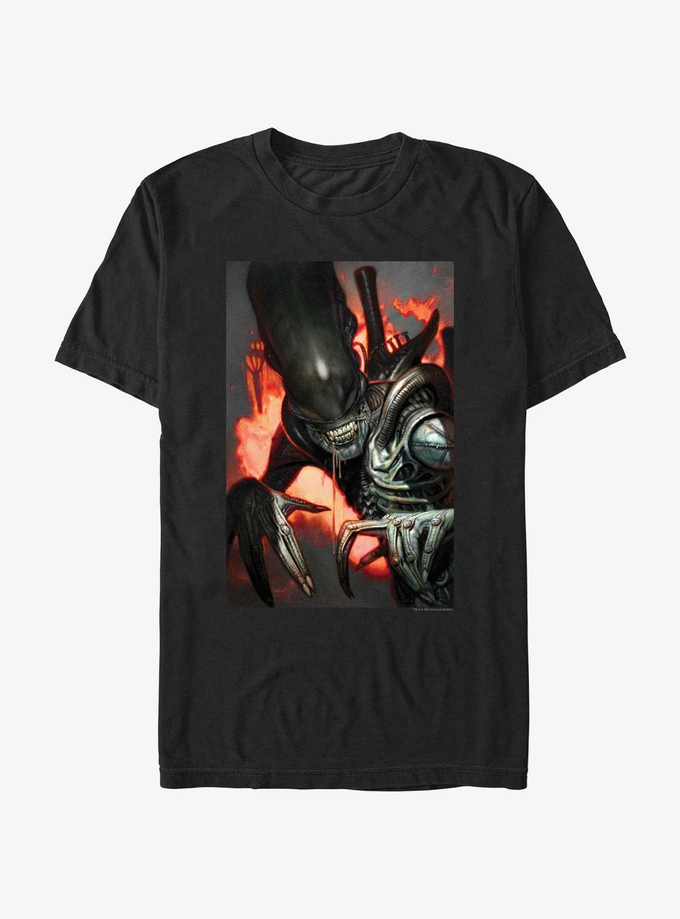 Alien Xenomorph Fire T-Shirt, BLACK, hi-res