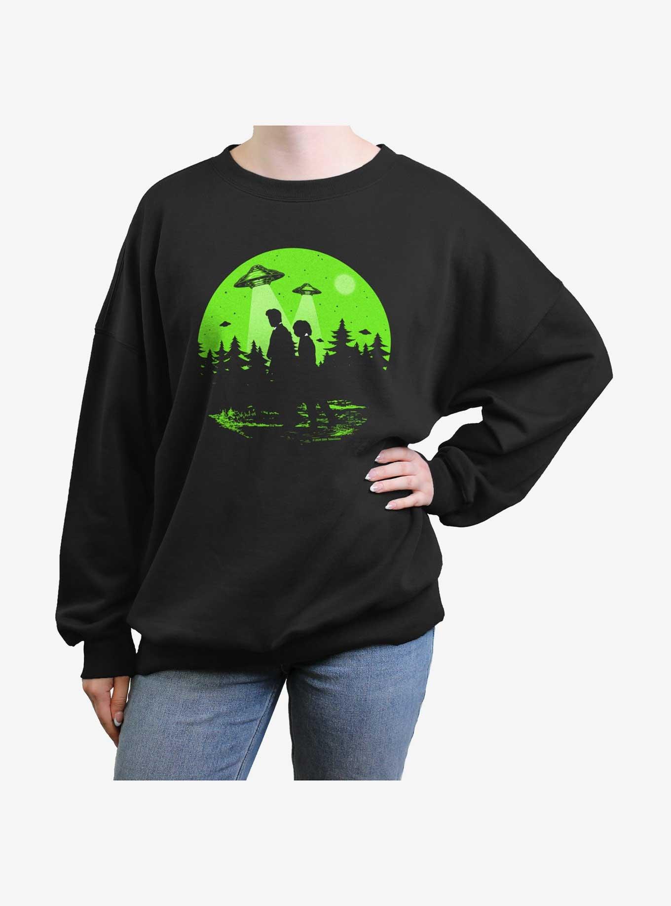 X-Files The X Haunt Womens Oversized Sweatshirt, BLACK, hi-res