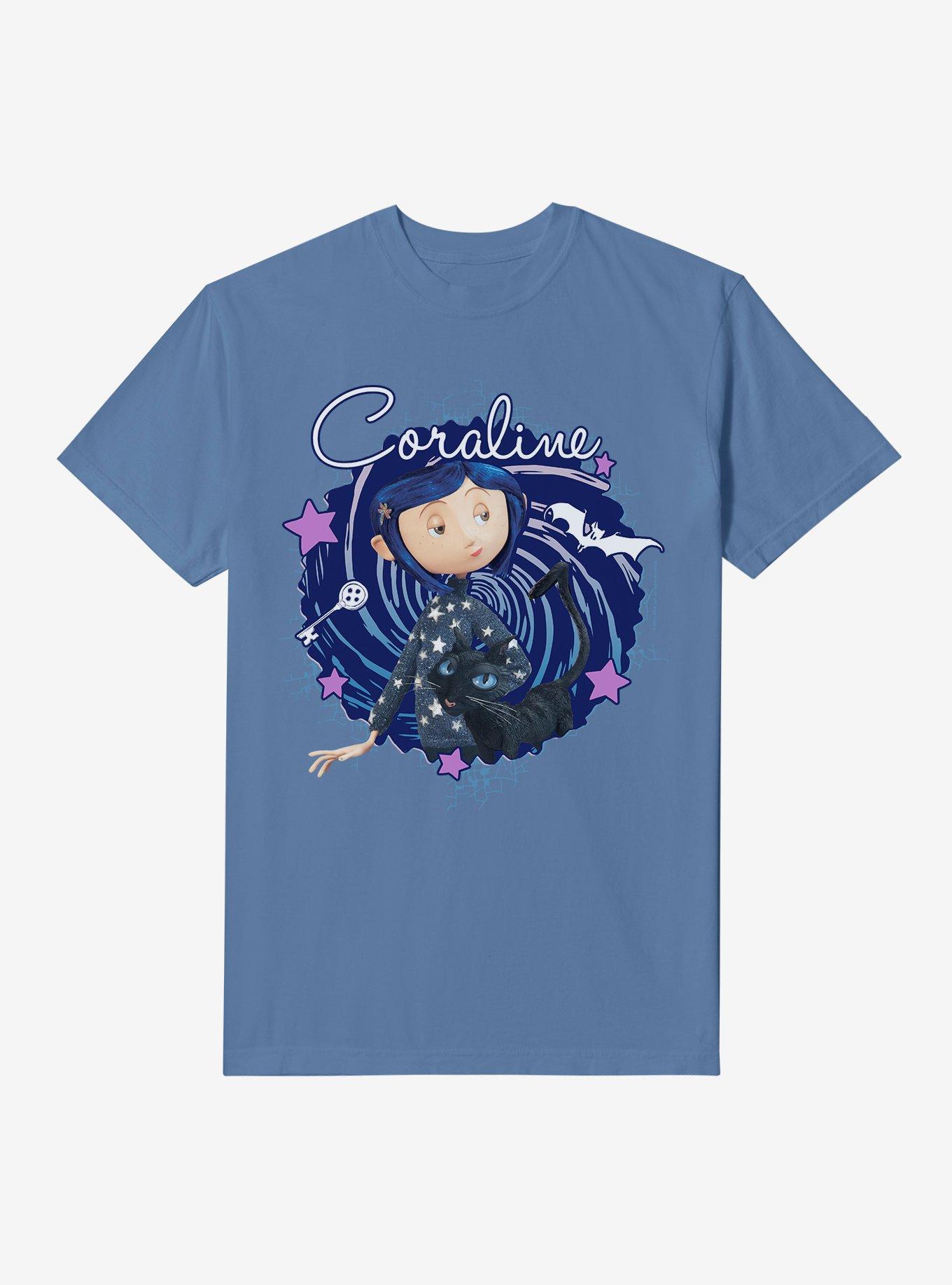 Coraline The Cat Swirl And Stars Garment Dye T-Shirt, , hi-res