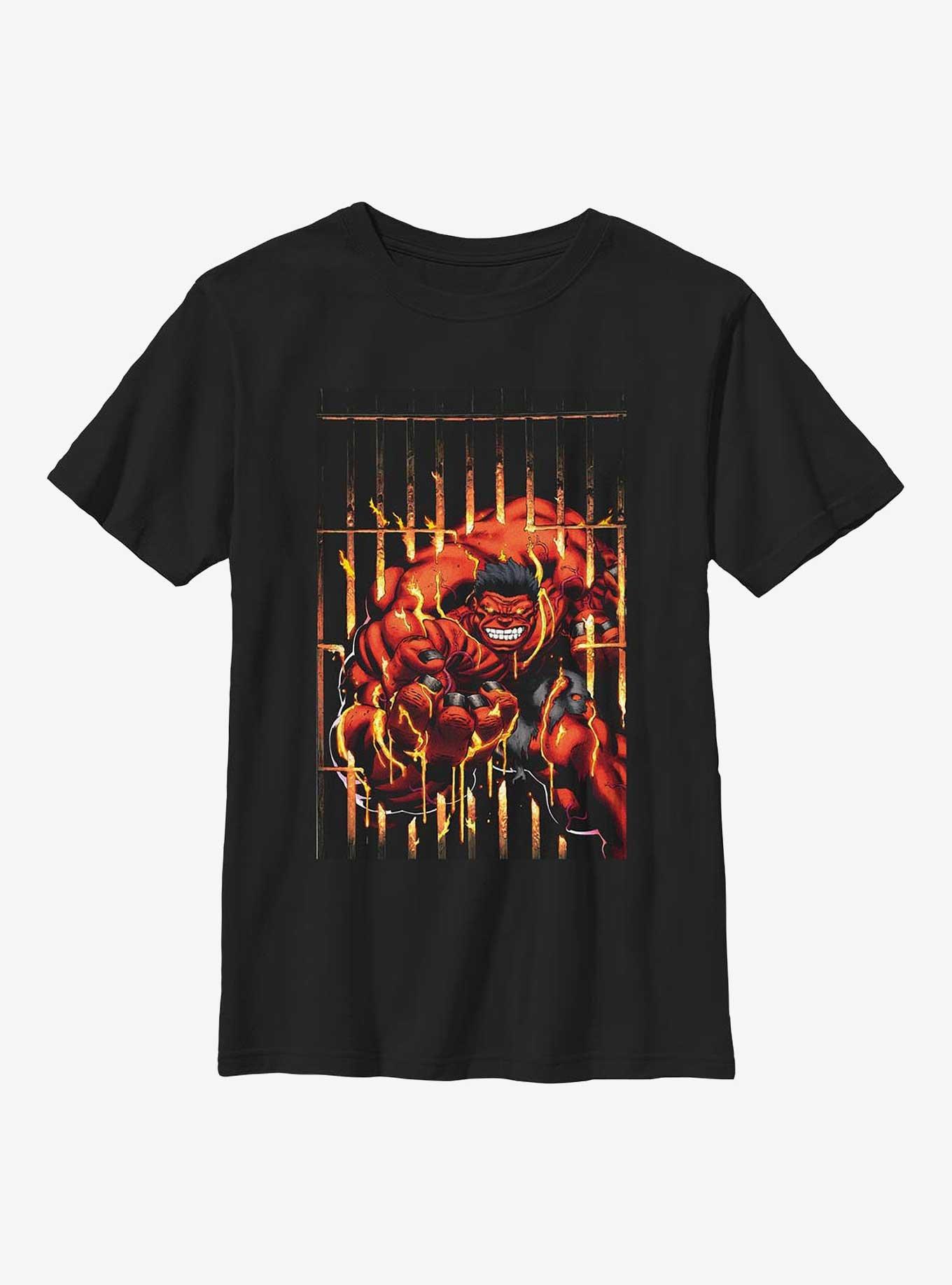 Marvel Red Hulk Cage Youth T-Shirt, BLACK, hi-res