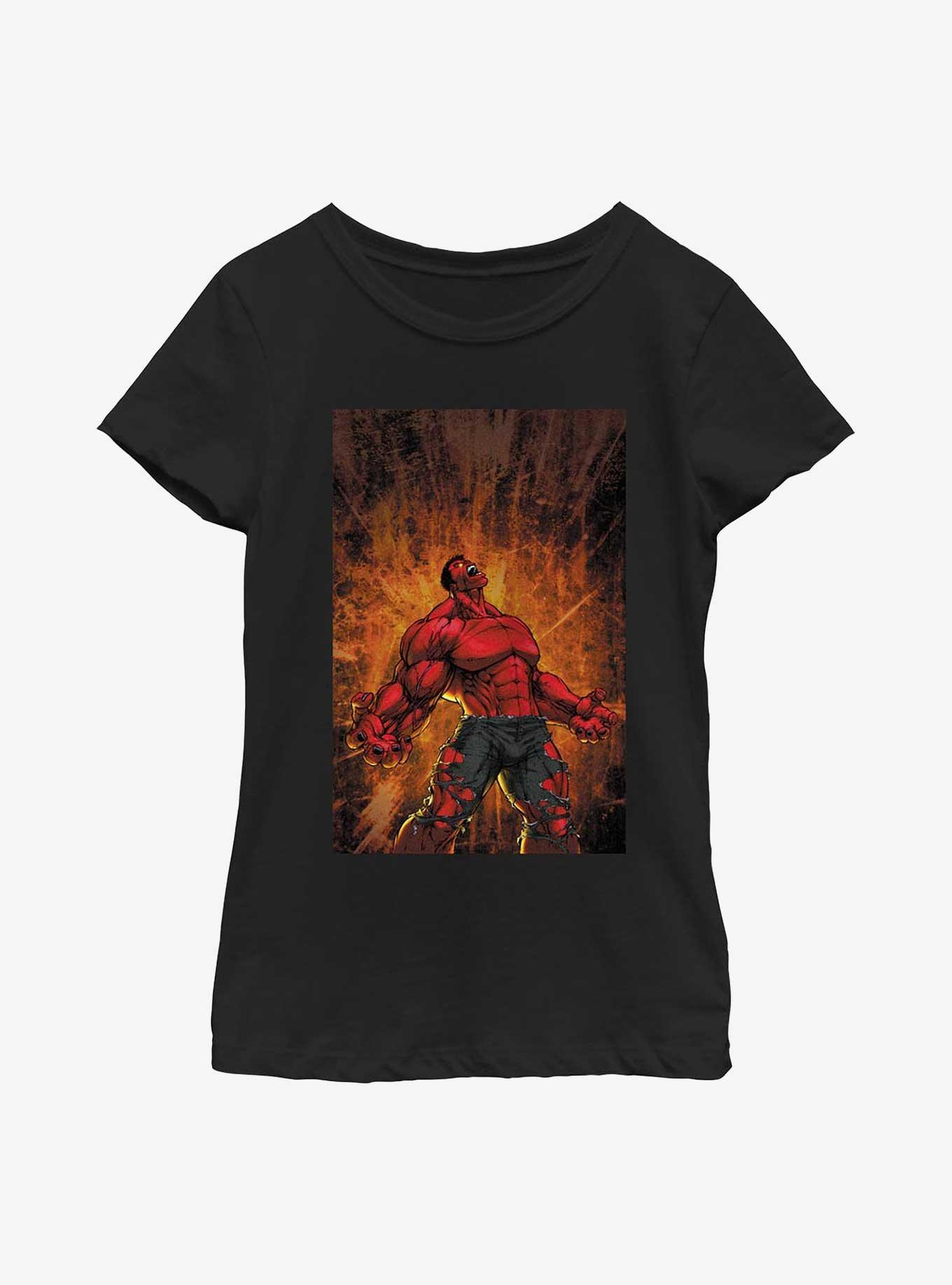 Marvel Red Hulk Fury Youth Girls T-Shirt, BLACK, hi-res