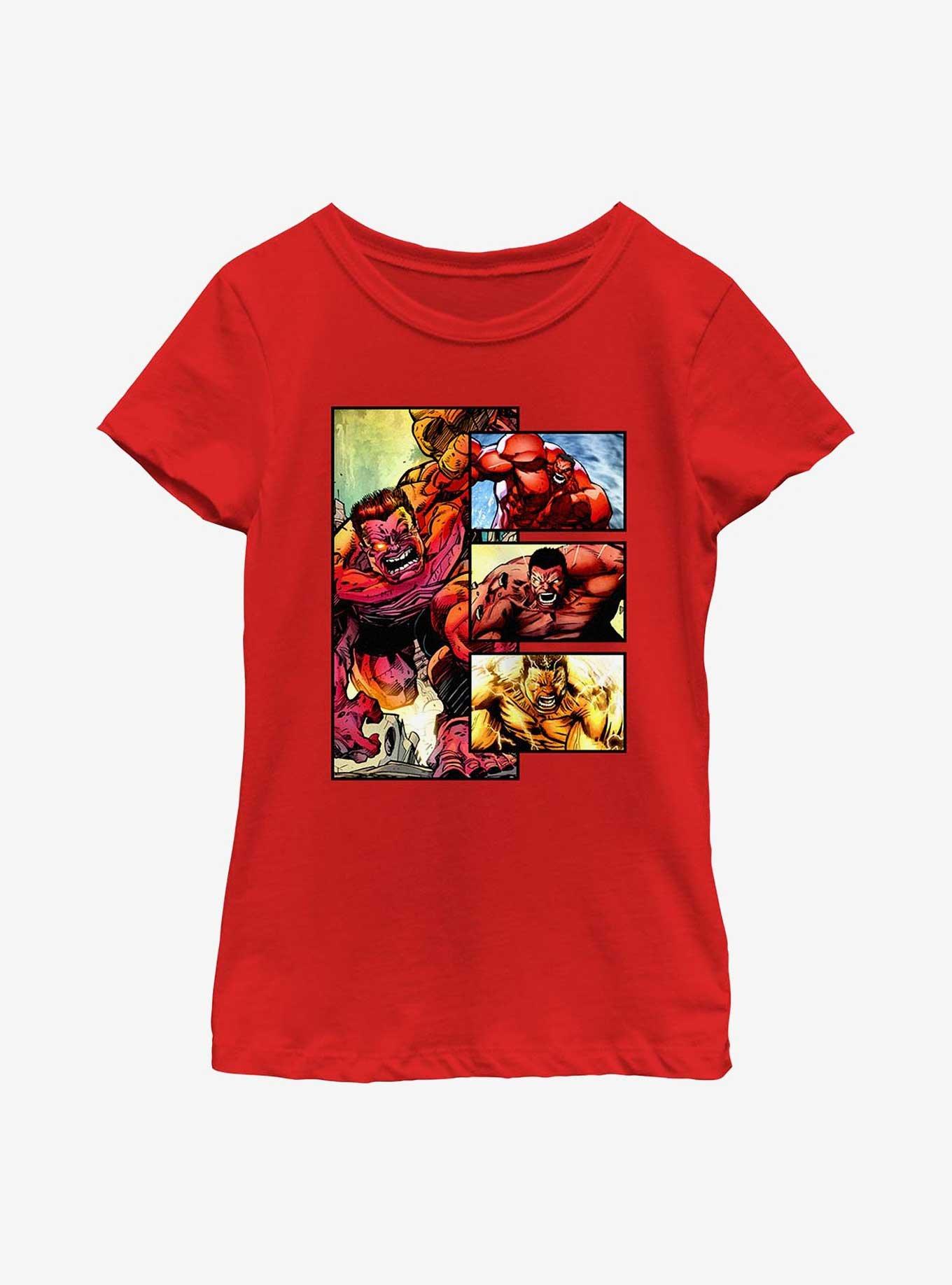 Marvel Red Hulk Panels Youth Girls T-Shirt, , hi-res