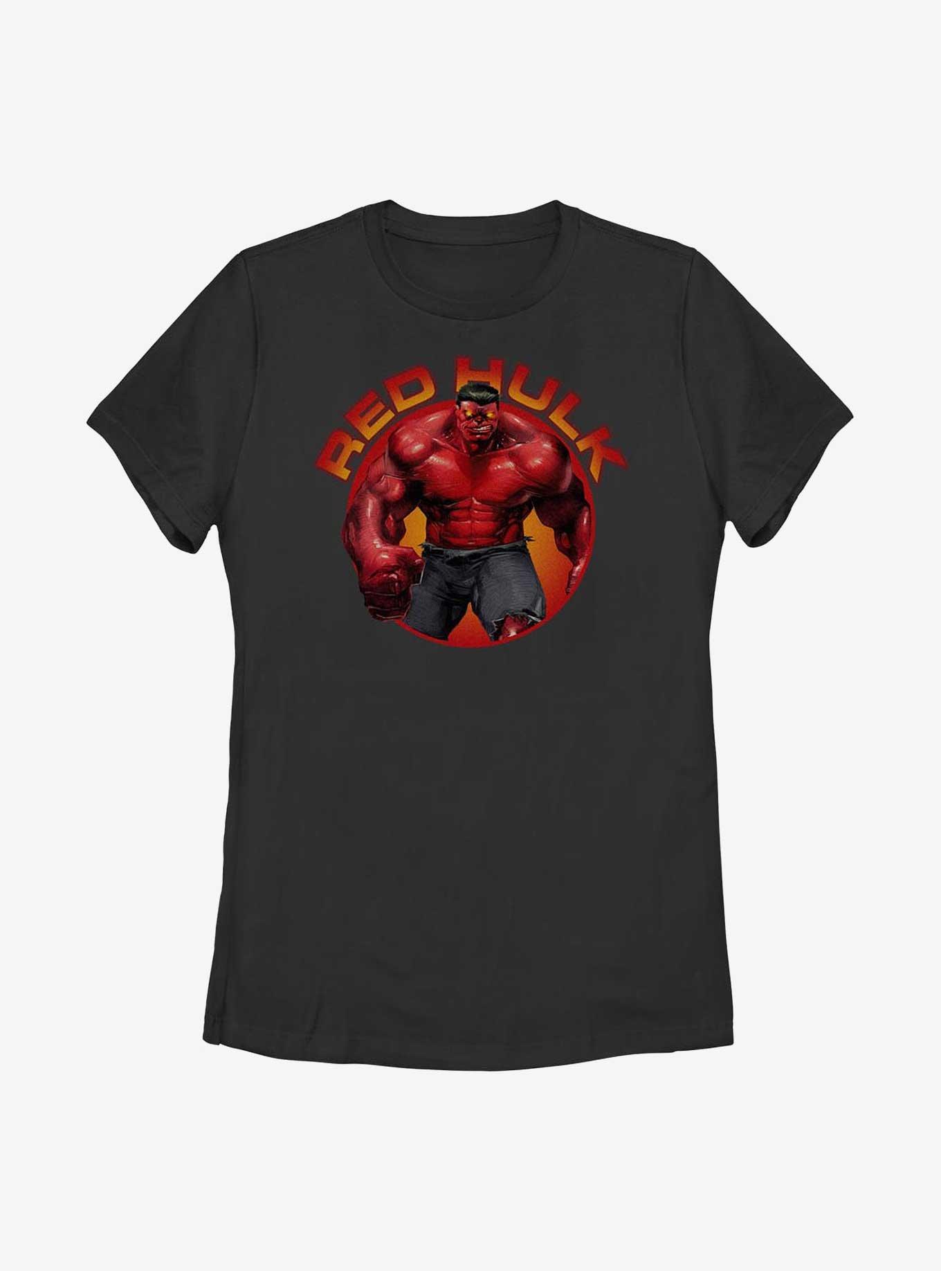 Marvel Red Hulk Smirk Womens T-Shirt, BLACK, hi-res