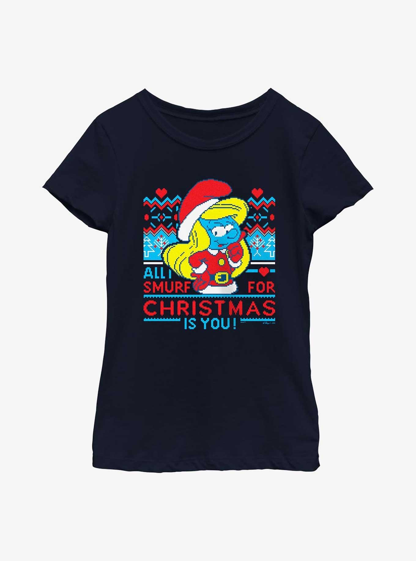 The Smurfs Smurf For Christmas Youth Girls T-Shirt, , hi-res