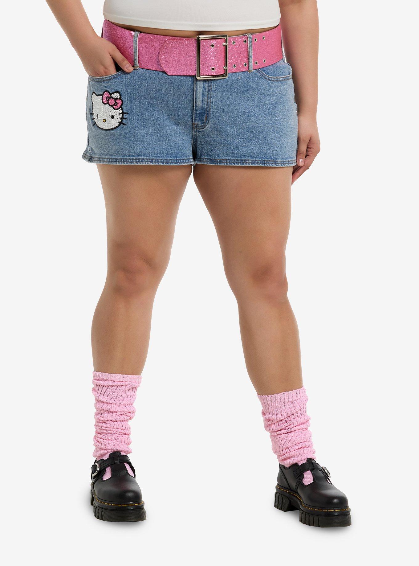 Hello Kitty Rhinestone Micro Shorts With Glitter Belt Plus Size