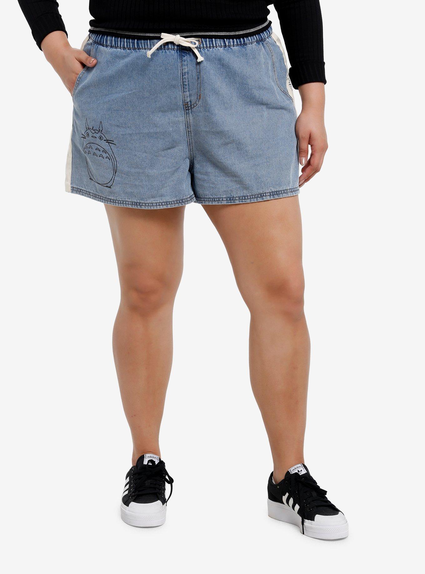 Her Universe Studio Ghibli® My Neighbor Totoro Drawcord Denim Shorts Plus Size