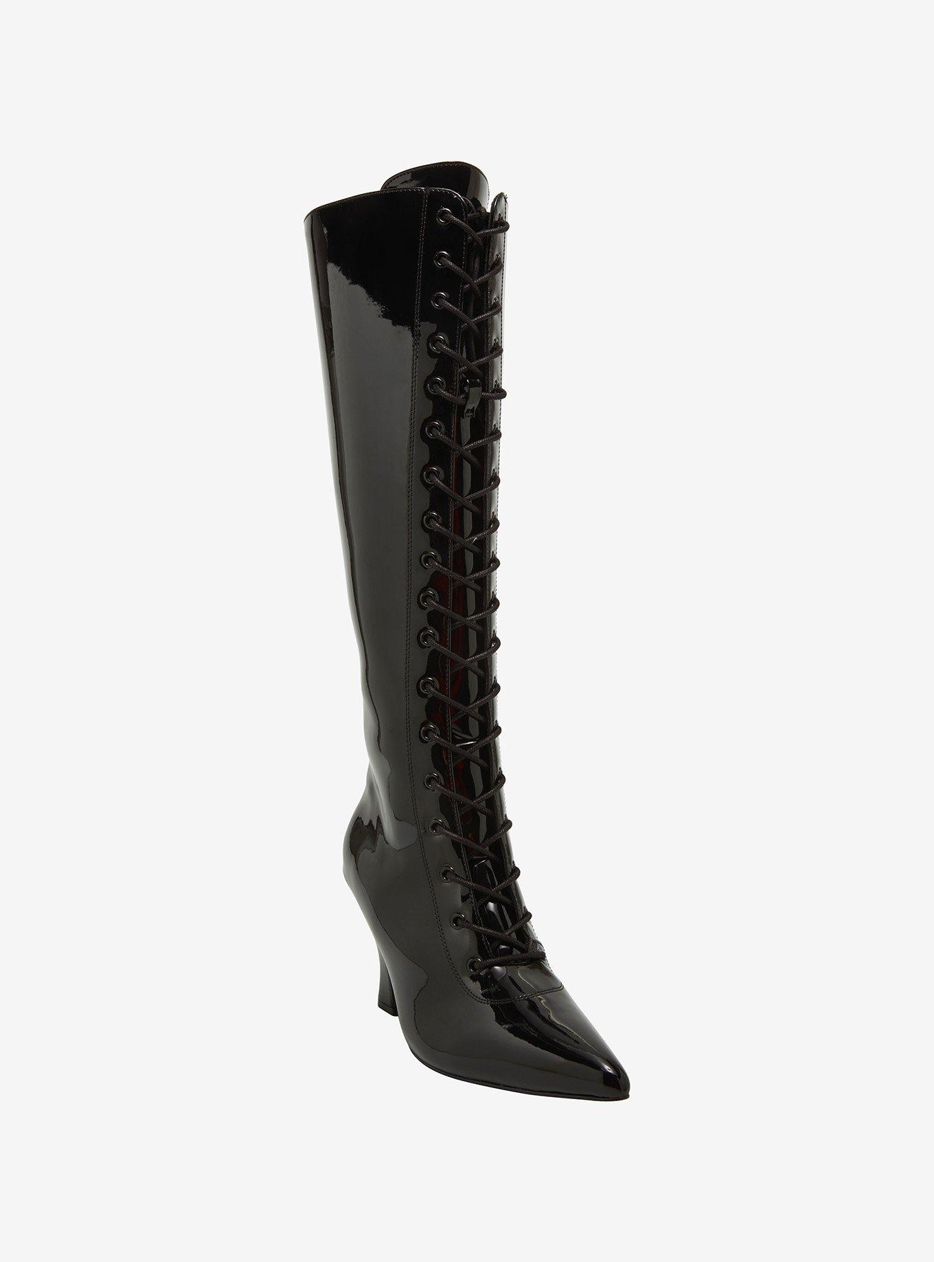 Strange Cvlt Victoria Black Patent Knee-High Boots | Hot Topic