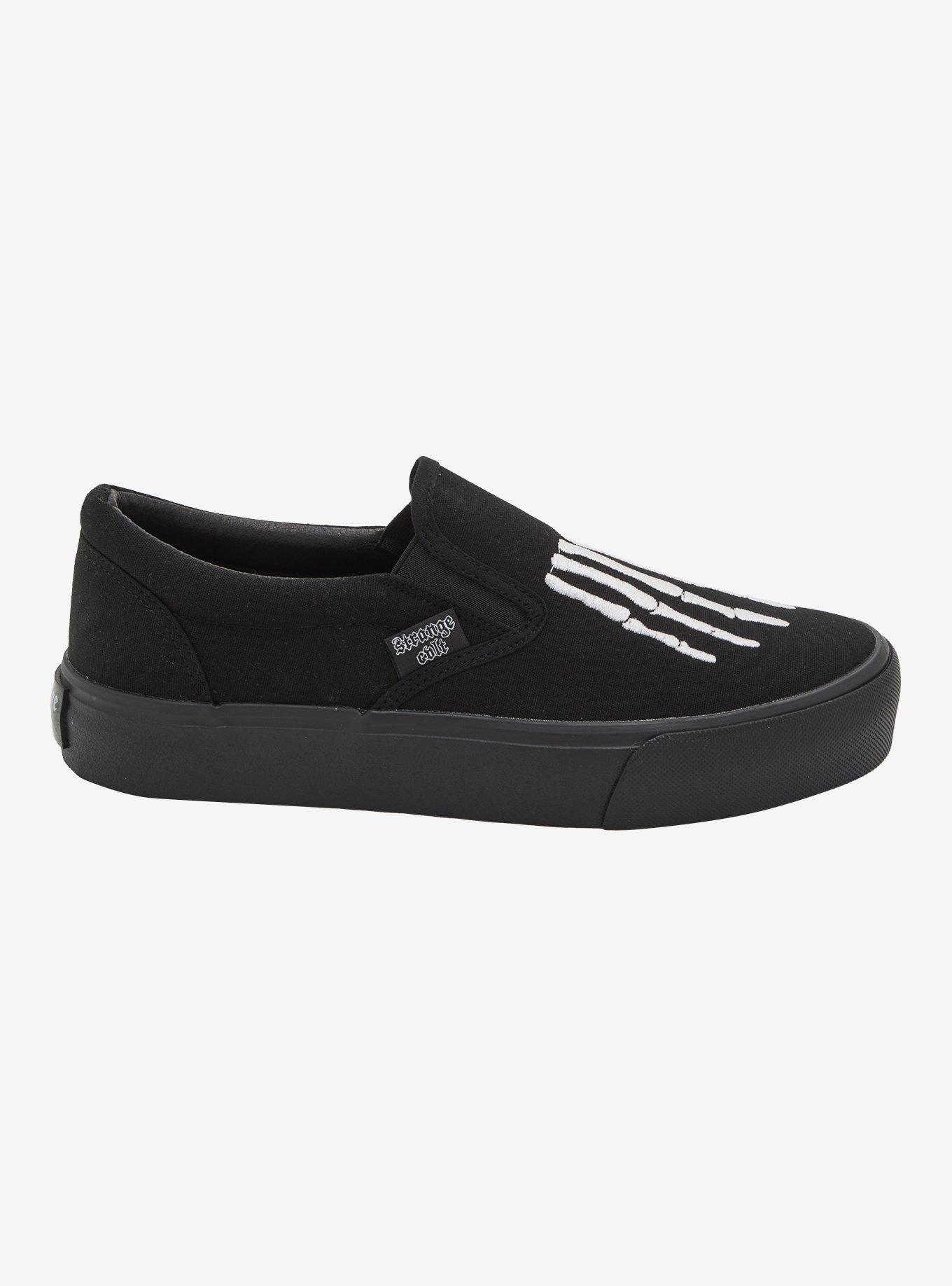 Strange Cvlt Black & White Bones Slip-On Sneakers, , hi-res