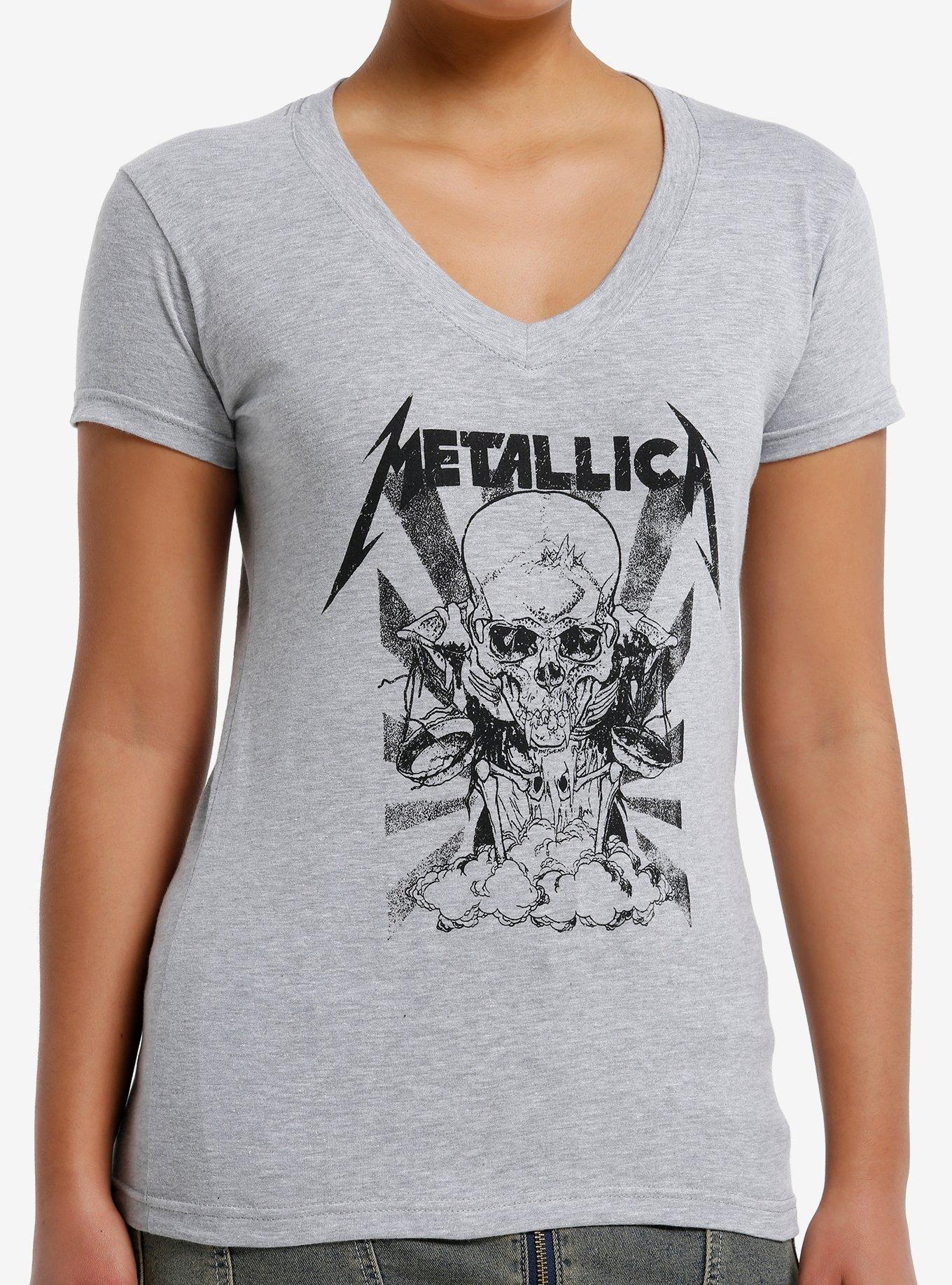 Metallica Skull Girls V-Neck T-Shirt, , hi-res