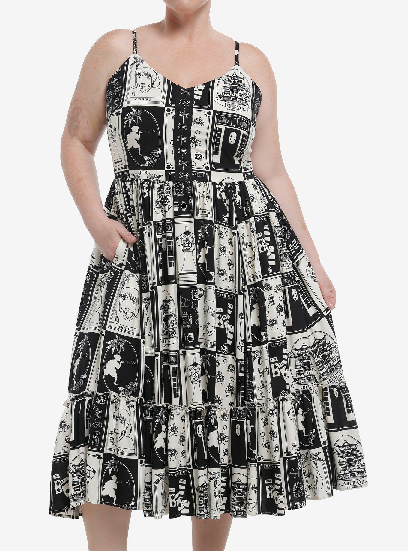 Her Universe Studio Ghibli® Spirited Away Black & White Midi Dress Plus Size, , hi-res