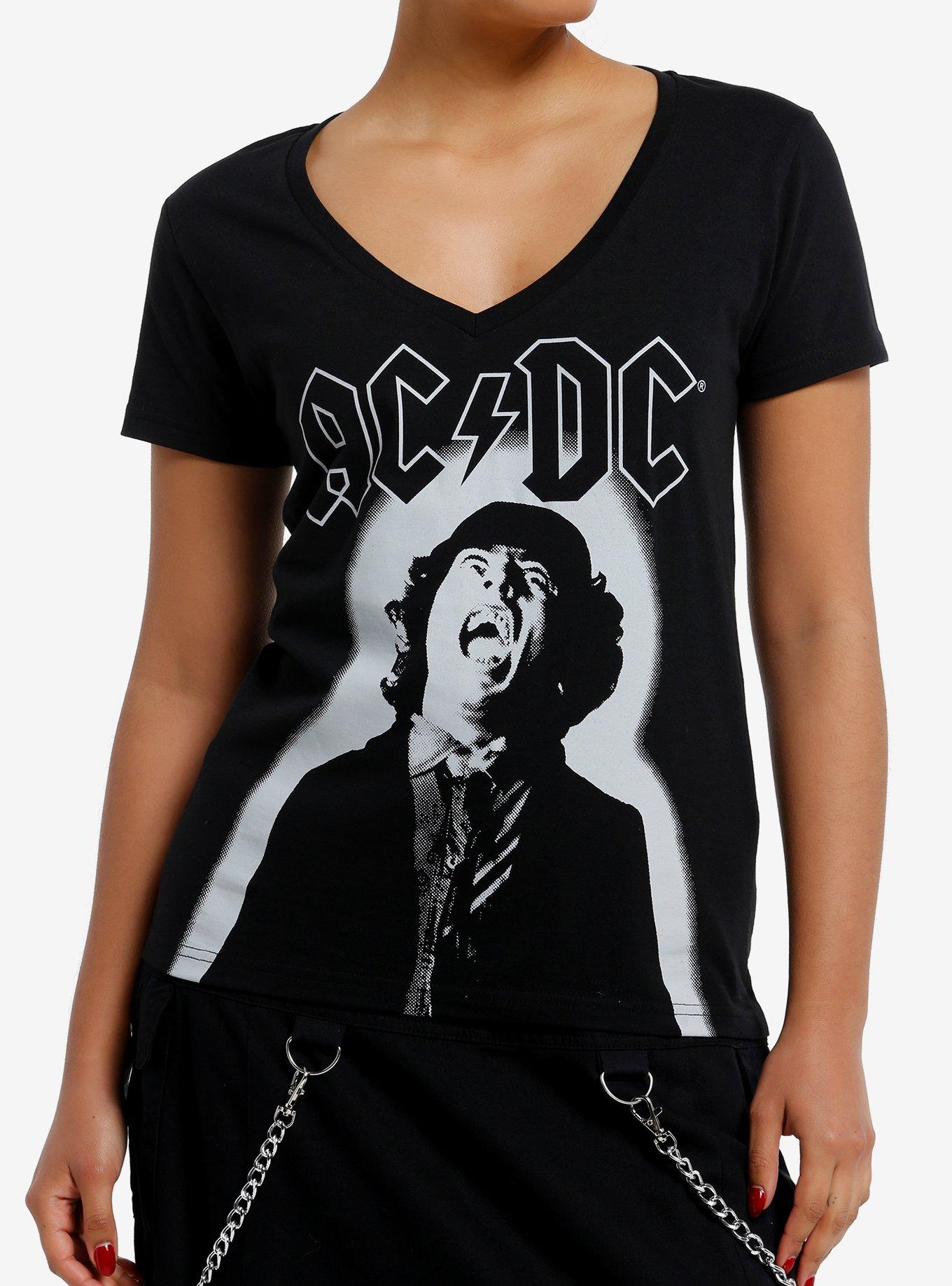 AC/DC Angus Young Portrait Girls V-Neck T-Shirt, , hi-res