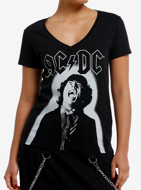 AC/DC Angus Young Portrait Girls V-Neck T-Shirt | Hot Topic
