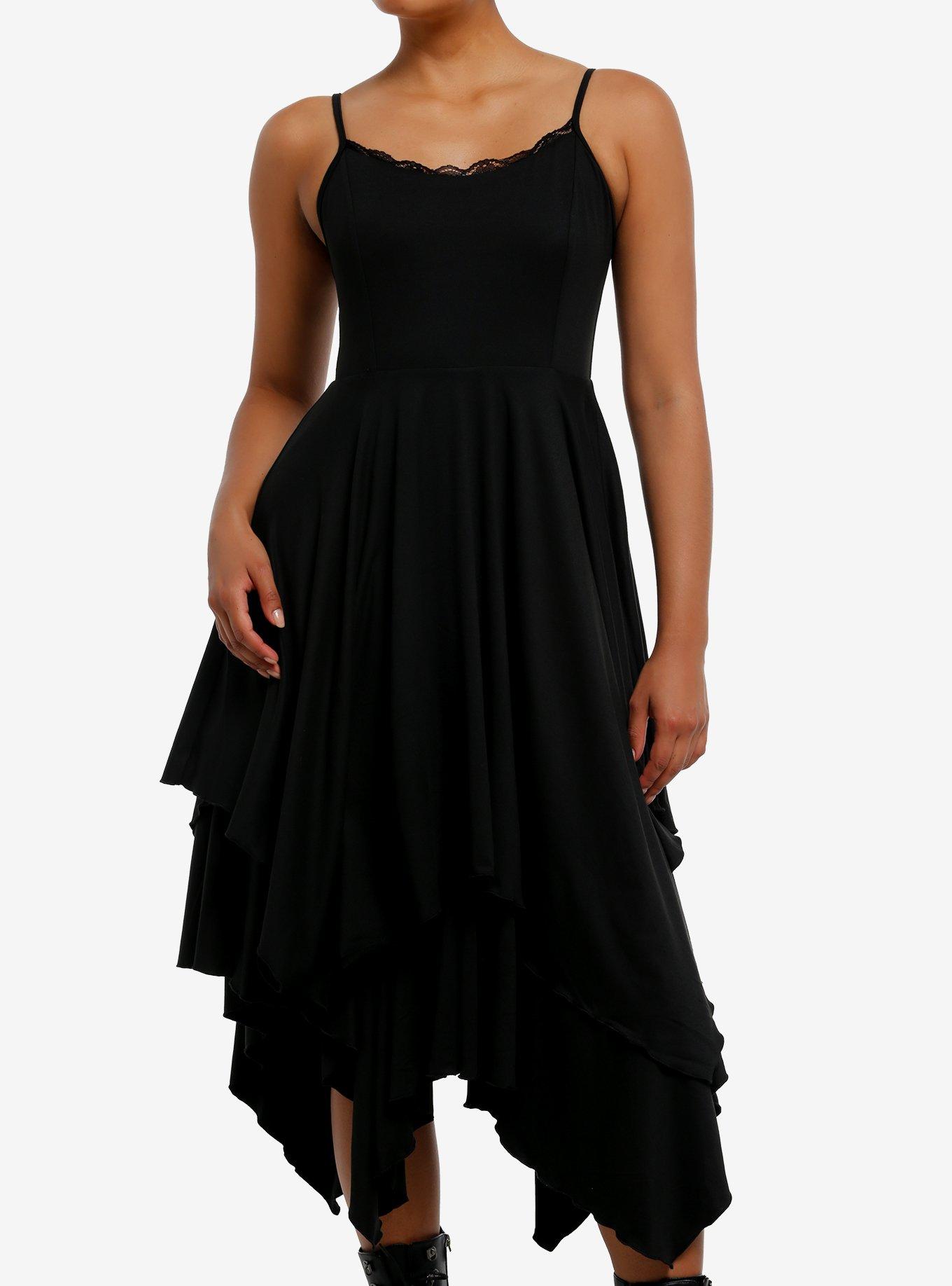 Cosmic Aura Black Hanky Hem Maxi Dress, , hi-res